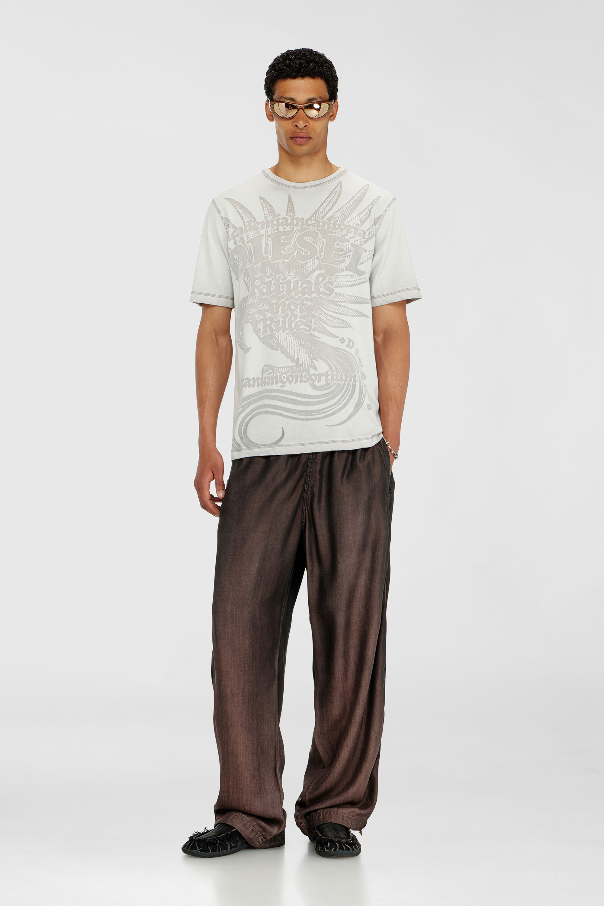 Diesel - T-RAWJUST-AA1, Man's Jersey T-shirt with embossed graphic in Light Grey - 1