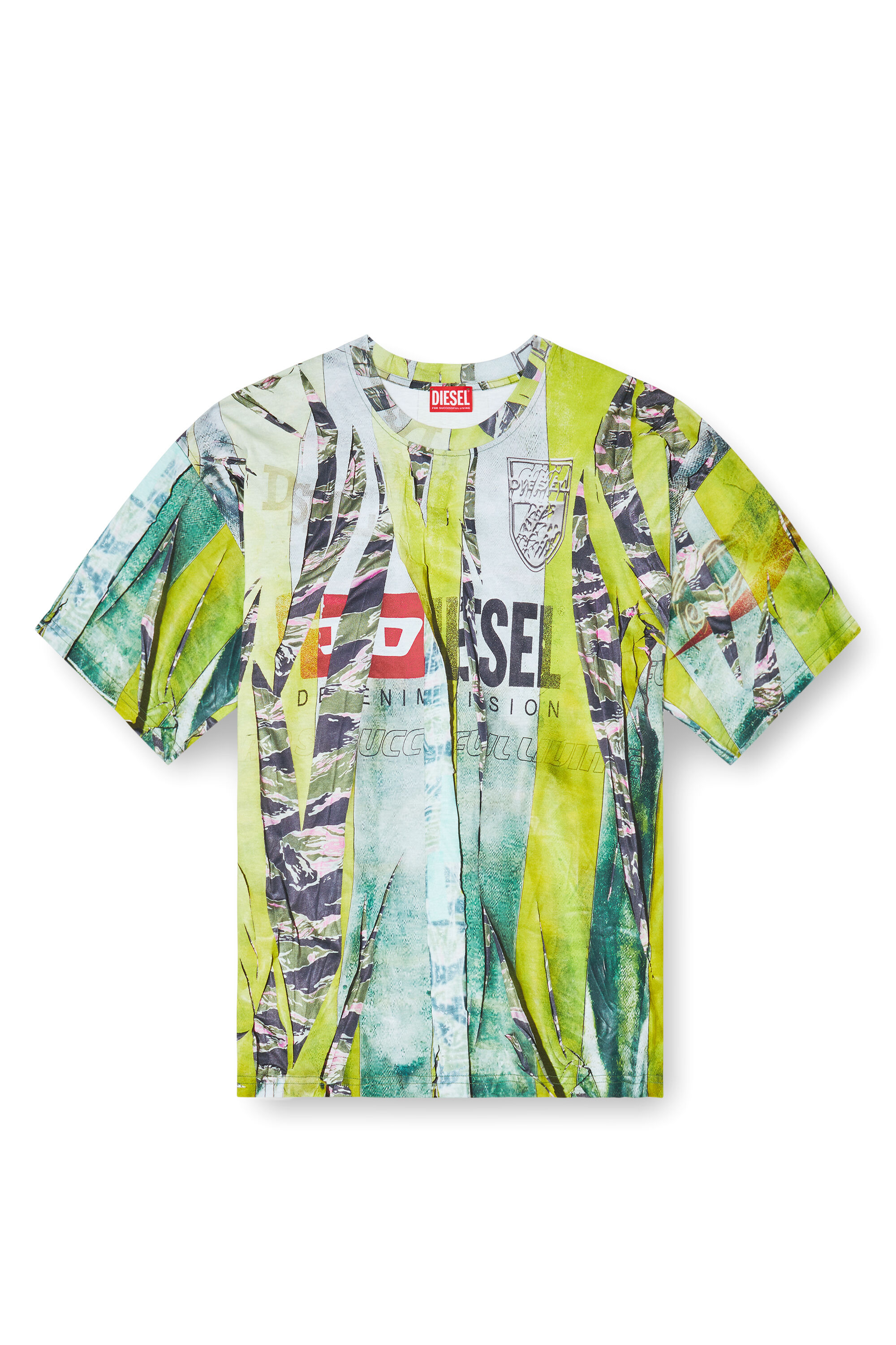 【送料&関税込】Diesel Trompe Loeil Cracked Print T-shirt Men's T-shirt with trompe l'oeil cracked print | Multicolor