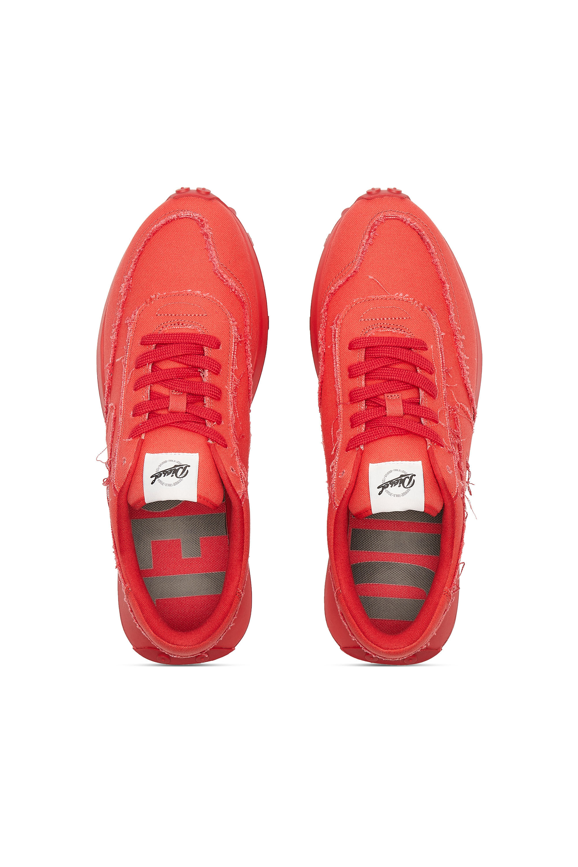 Diesel - S-RACER LC, Man's S-Racer Lc - Canvas sneakers with frayed edges in Red - 4