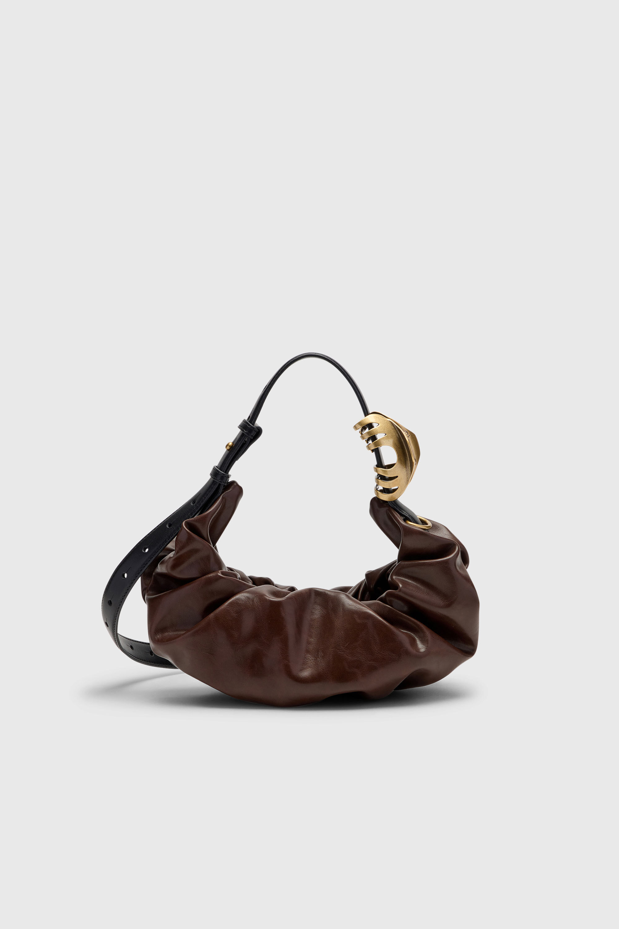 Diesel - GRAB-D HOBO S, Woman's Grab-D-Small scruched hobo bag in Dark Brown - 3