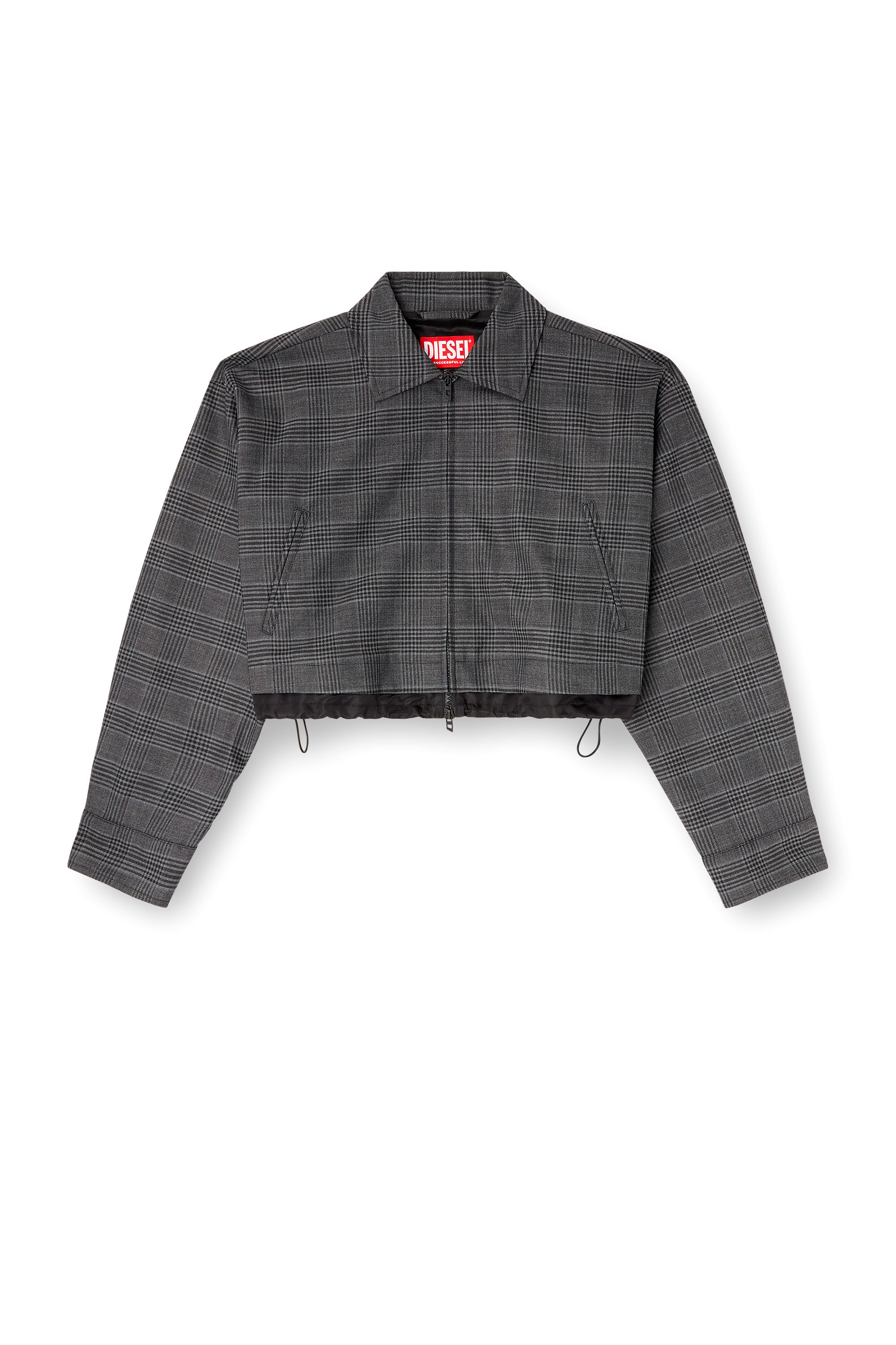 Women's Cropped Prince of Wales wool-blend coach jacket | Black