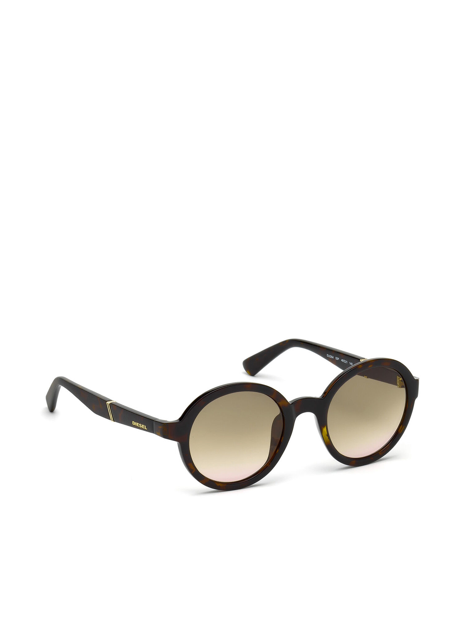 Diesel - DL0264, Unisex's Round shape eyewear with slanting detail in Brown - 9