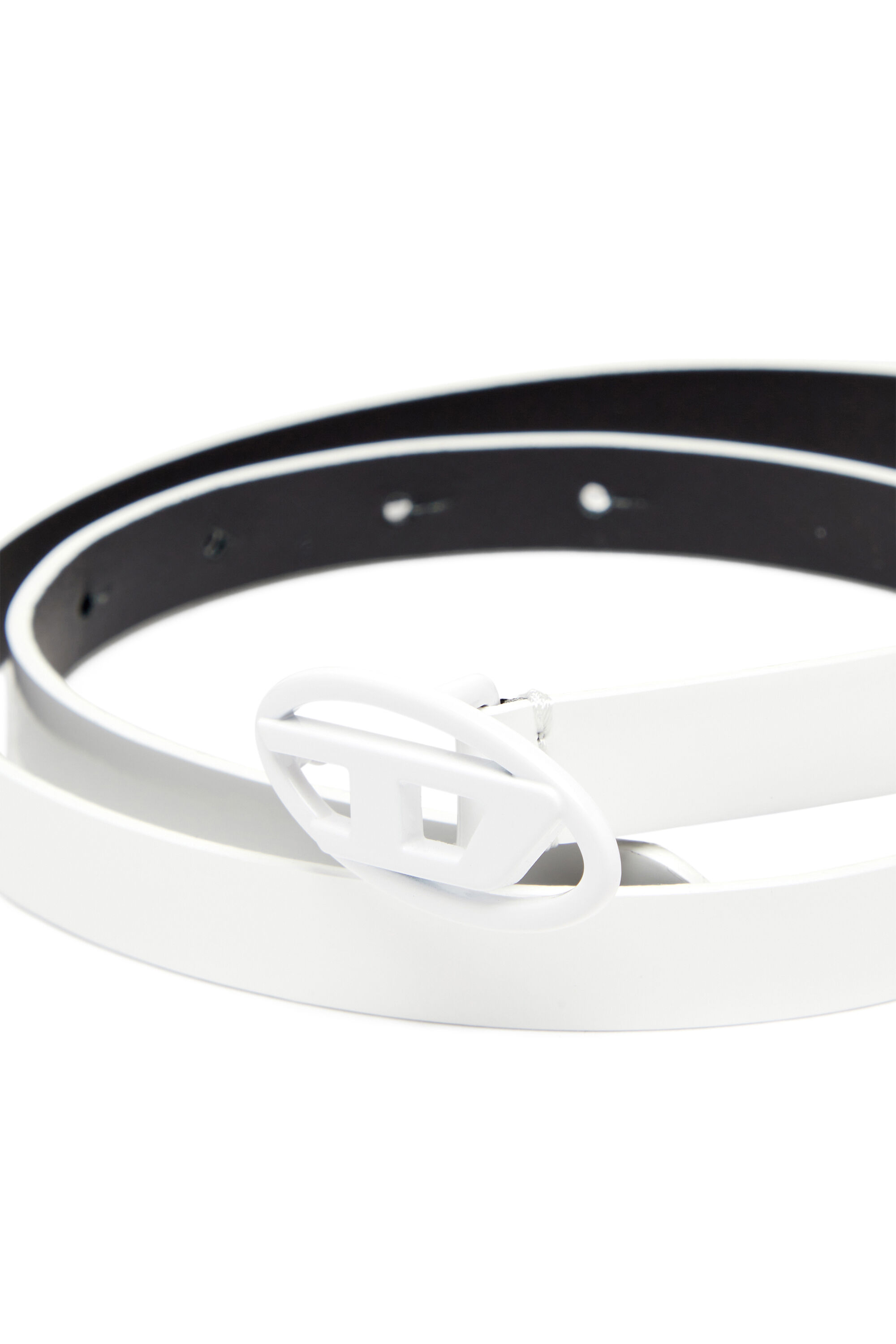 DIESEL☆ Slim belt in glossy leather ホワイト Women's 1.5cm slim belt in glossy leather | White | Diesel