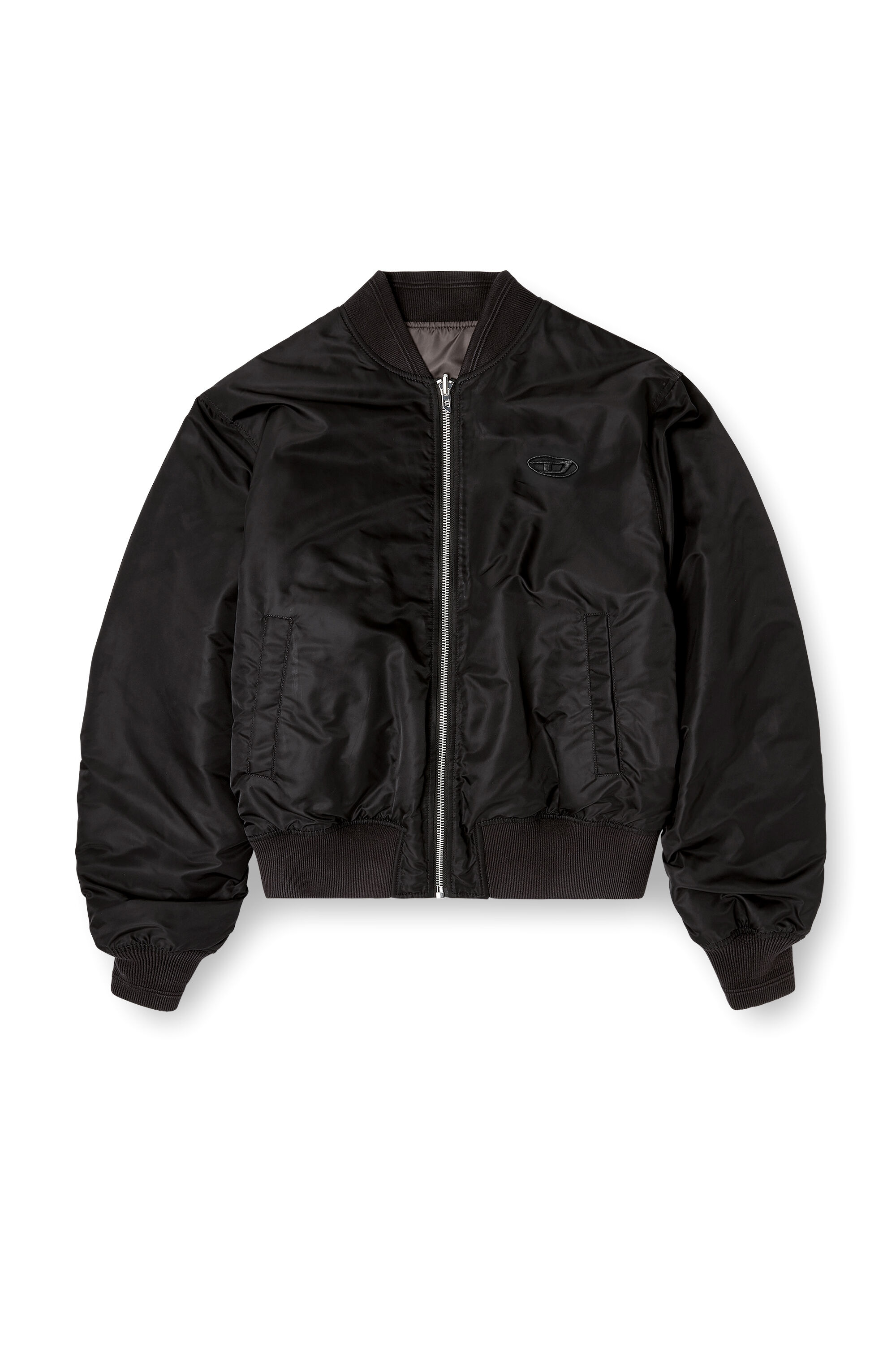 Men's Padded bomber jacket with Oval D embroidery | Black | Diesel