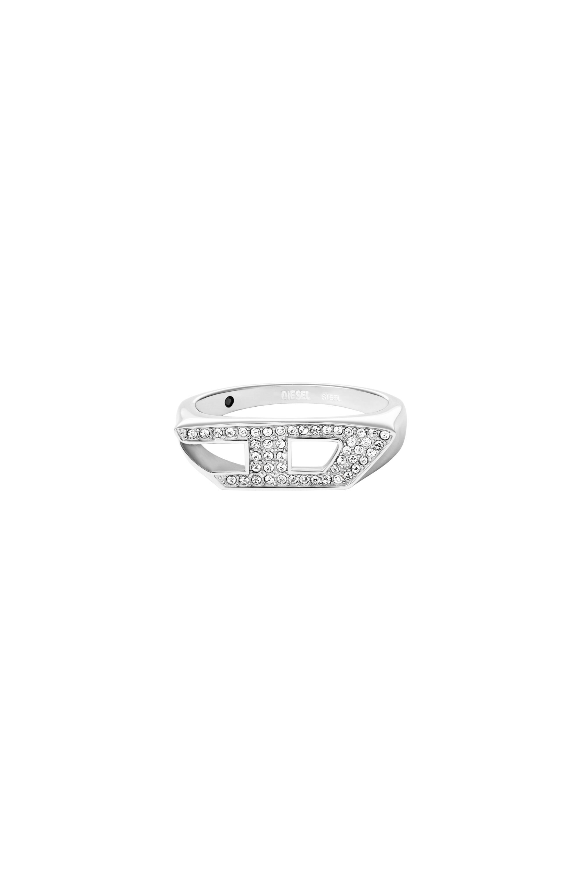 Women's Stainless steel glitz signet ring | Silver | Diesel