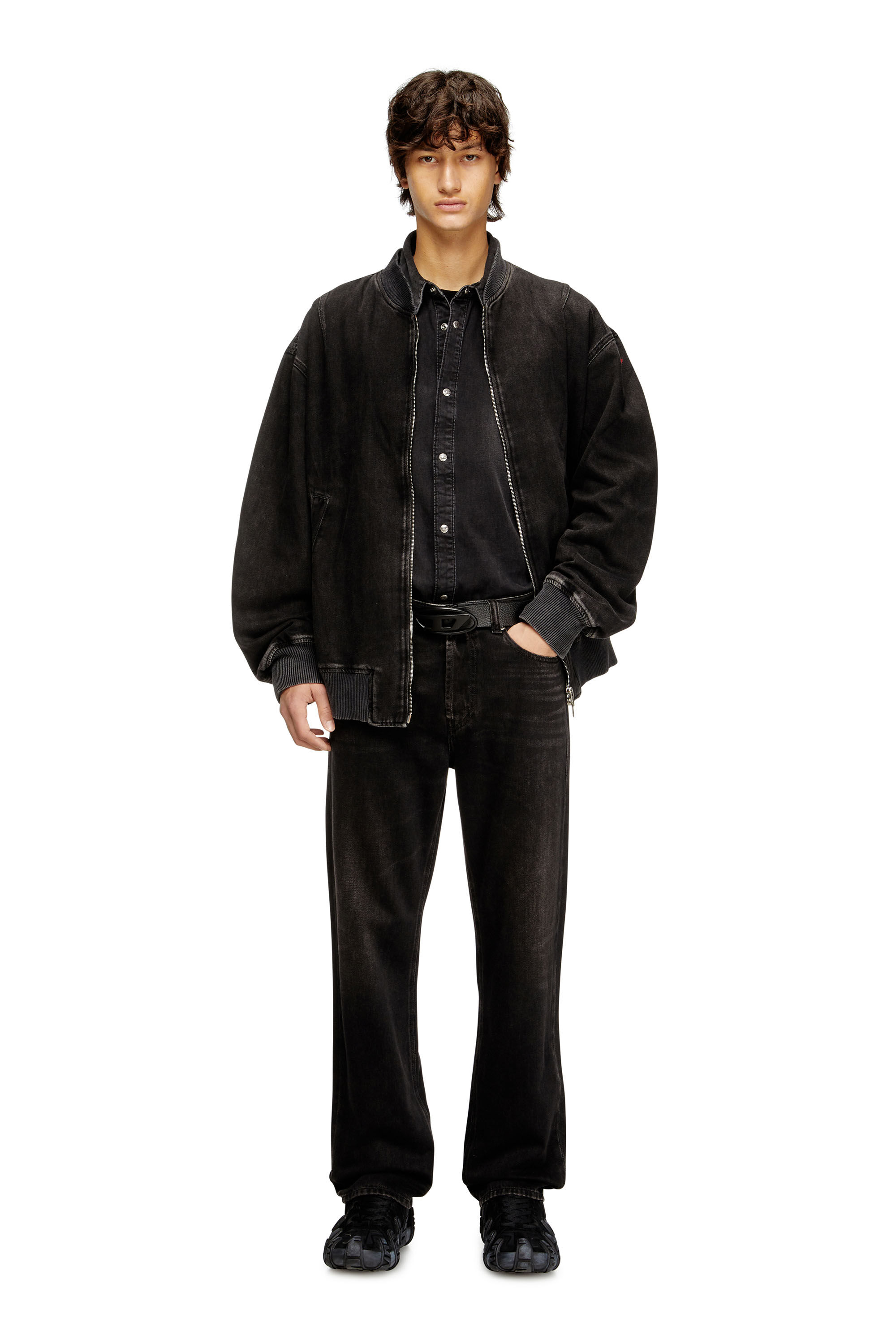 Men's Bomber jacket in clean-wash denim | Black | Diesel