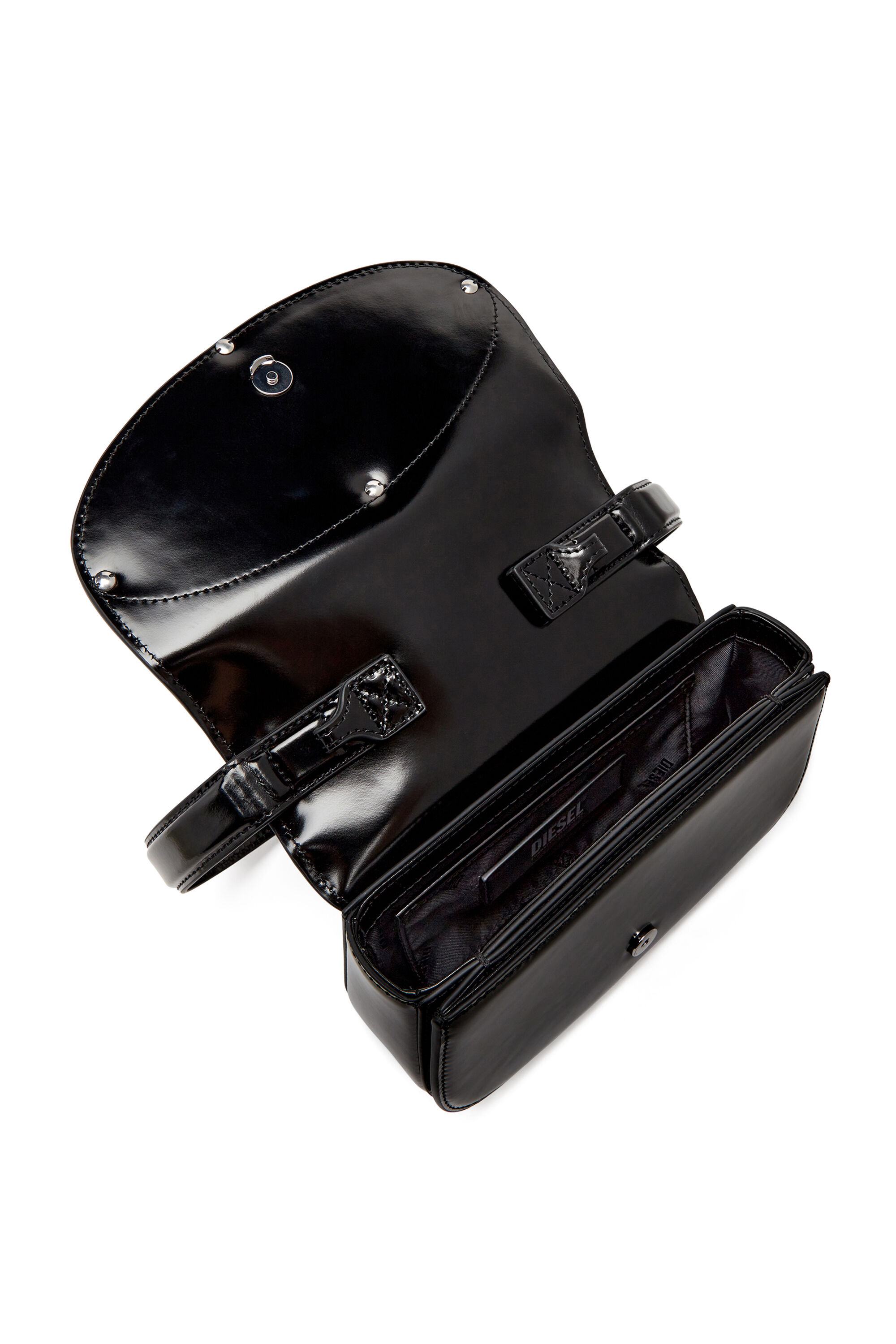 Women's 1DR-Iconic shoulder bag in mirror leather | Black