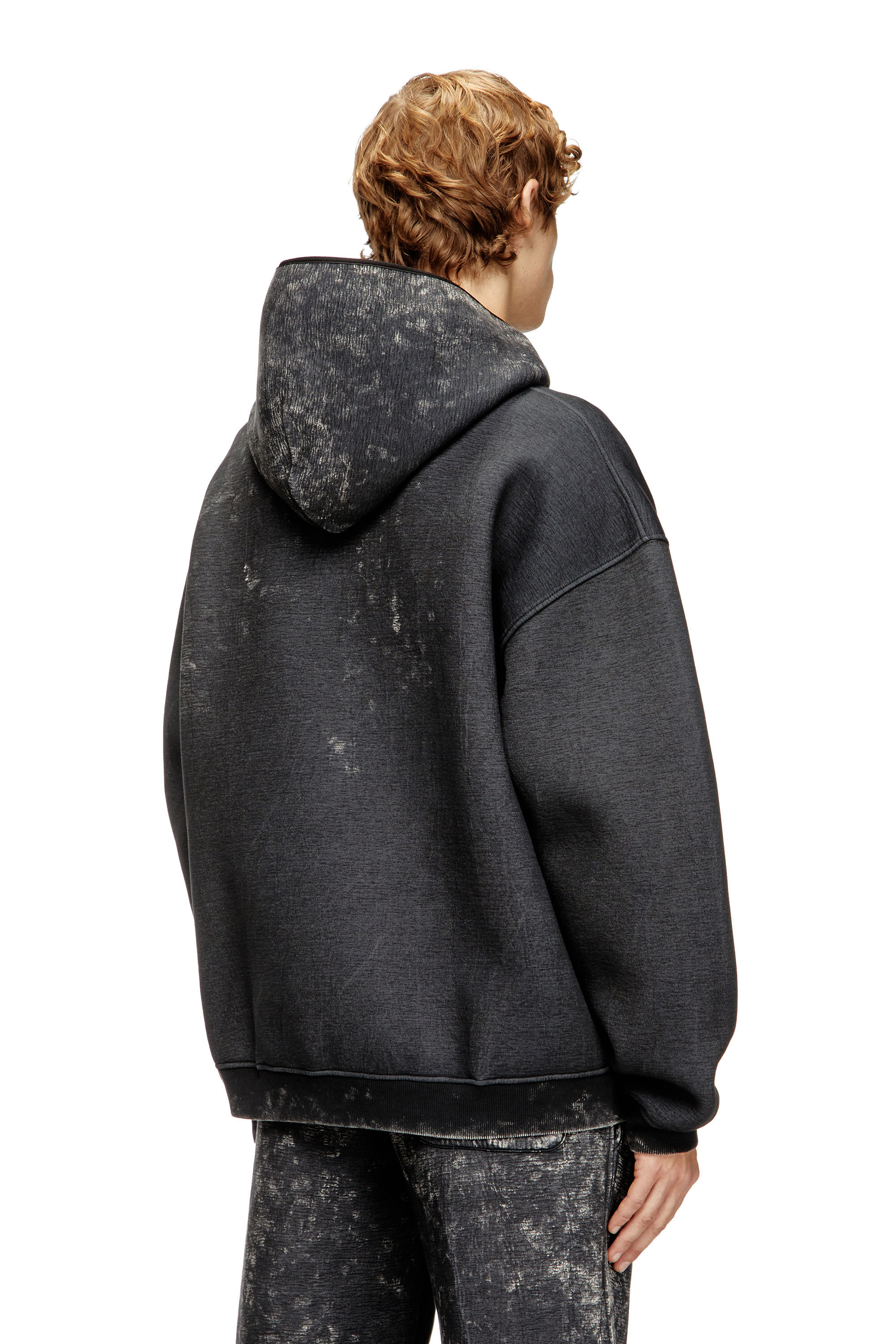 Men's Relaxed scuba hoodie with marble wash | Grey | Diesel