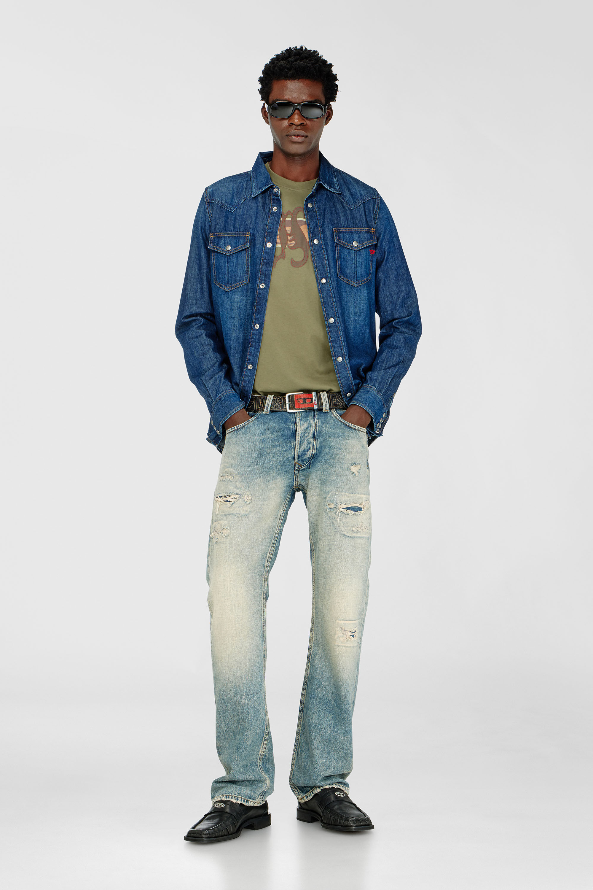 Diesel - D-VEGA, Man's Denim overshirt in Dark Blue - 1
