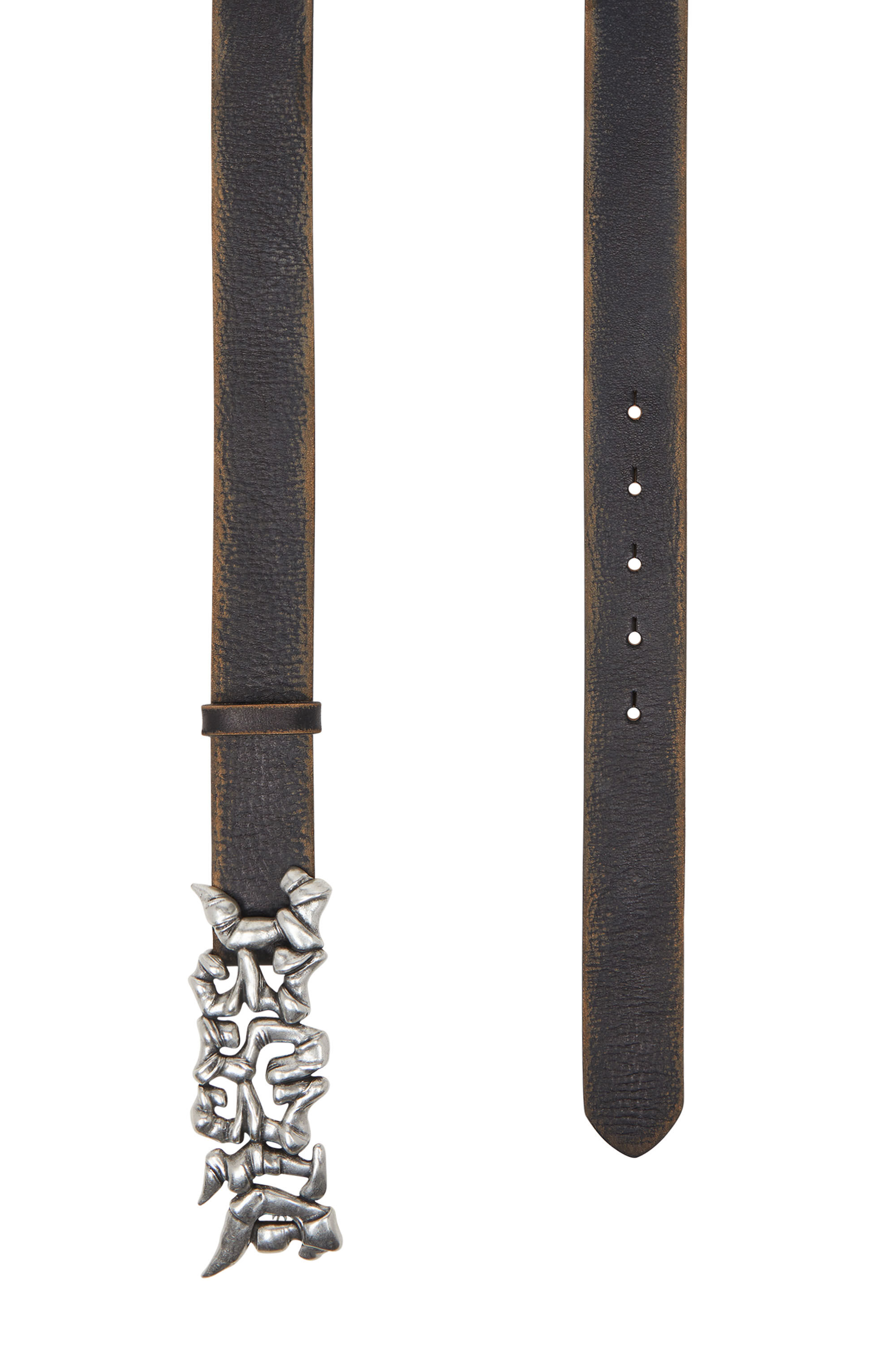 Women's 3.5cm treated leather belt with graffiti buckle