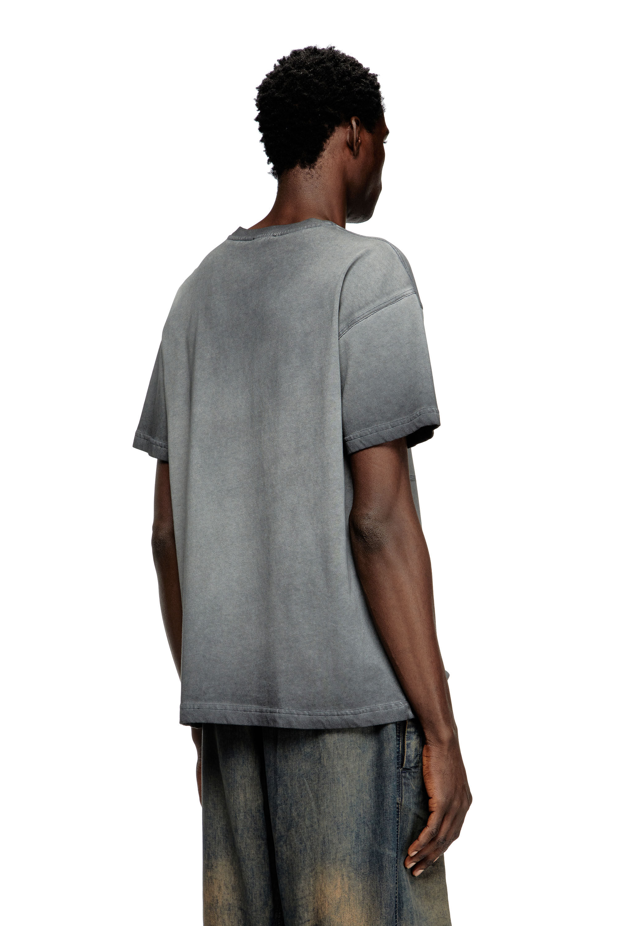 Men's T-shirt with phoenix devoré | Grey | Diesel