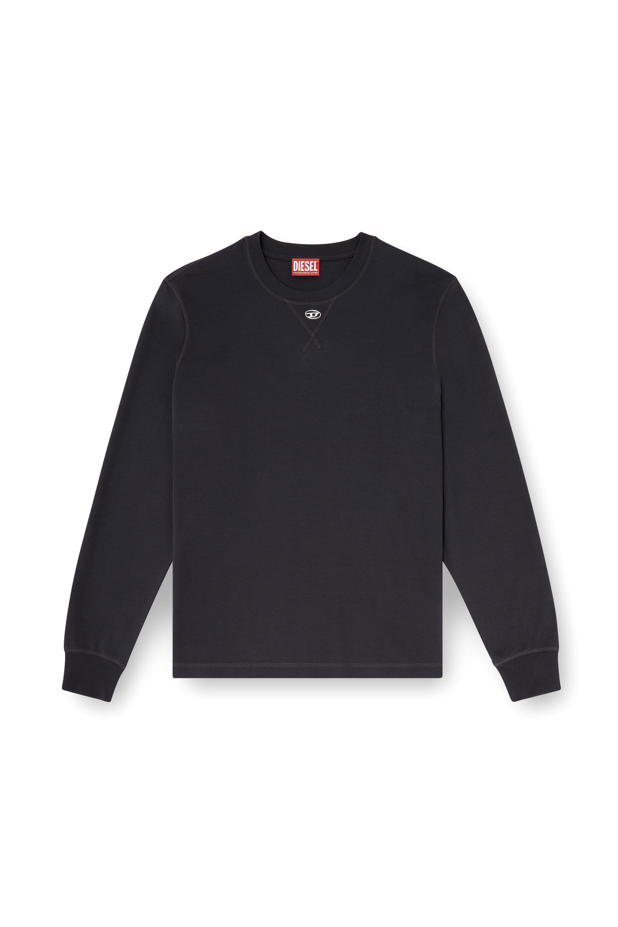 DIESEL ダークグレー 長袖Tシャツ Men's Cotton long-sleeve T-shirt with Oval D | Grey | Diesel