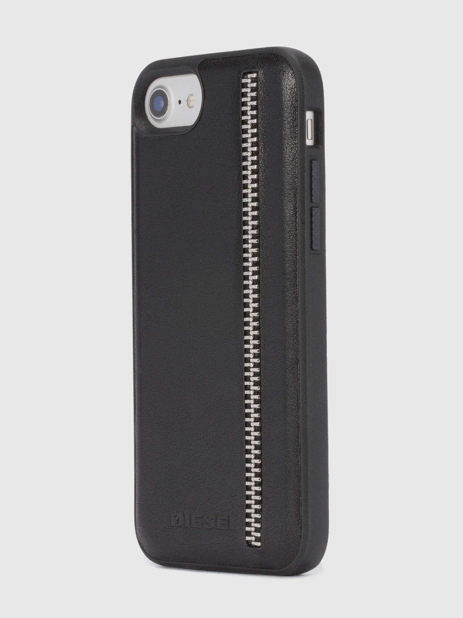 Diesel - ZIP BLACK LEATHER IPHONE 8 PLUS/7 PLUS/6s PLUS/6 PLUS CASE, Unisex's Zip case, iPhone 8 Plus/7 Plus/6s Plus/6 Plus in Black - 6