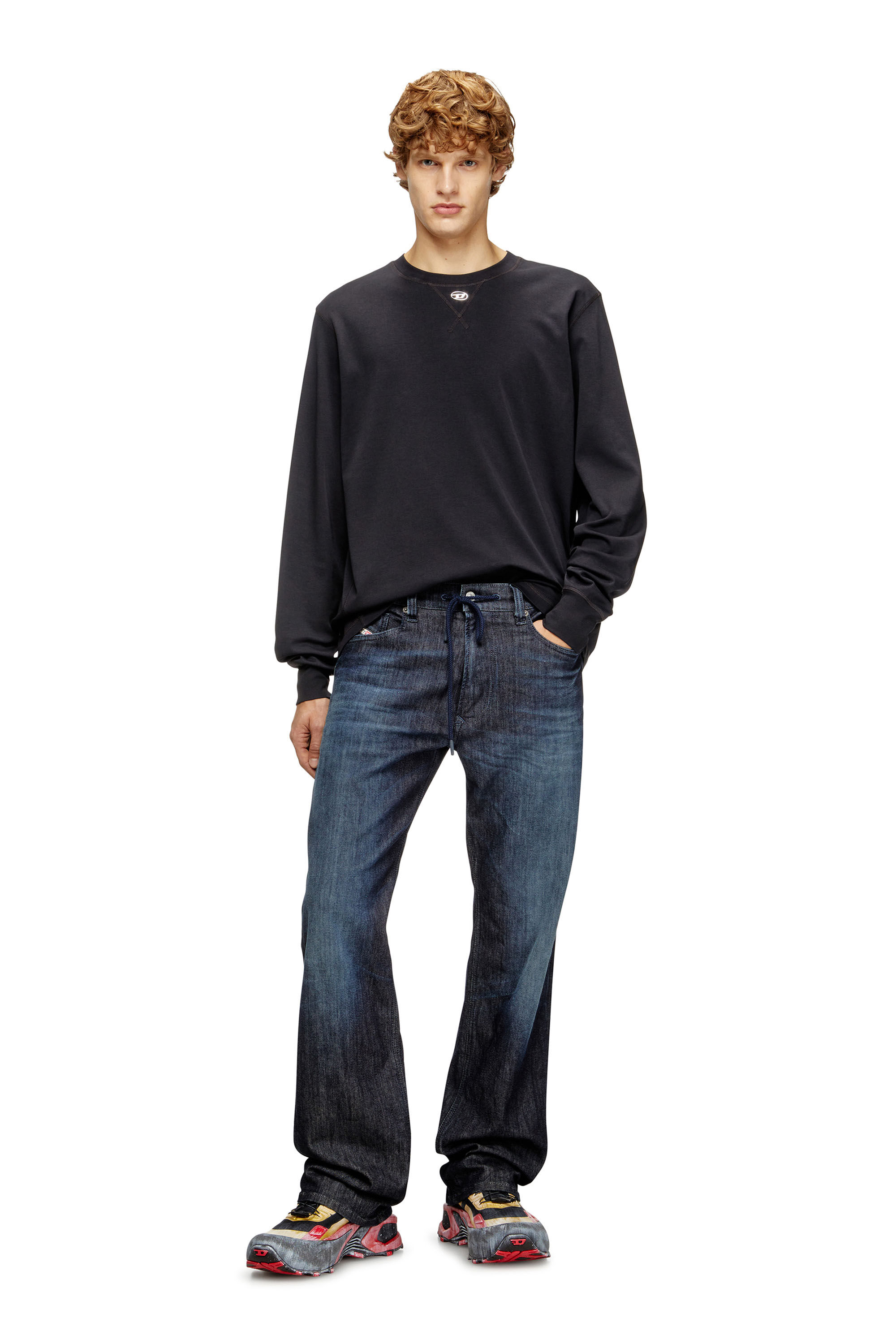 DIESEL ダークグレー 長袖Tシャツ Men's Cotton long-sleeve T-shirt with Oval D | Grey | Diesel