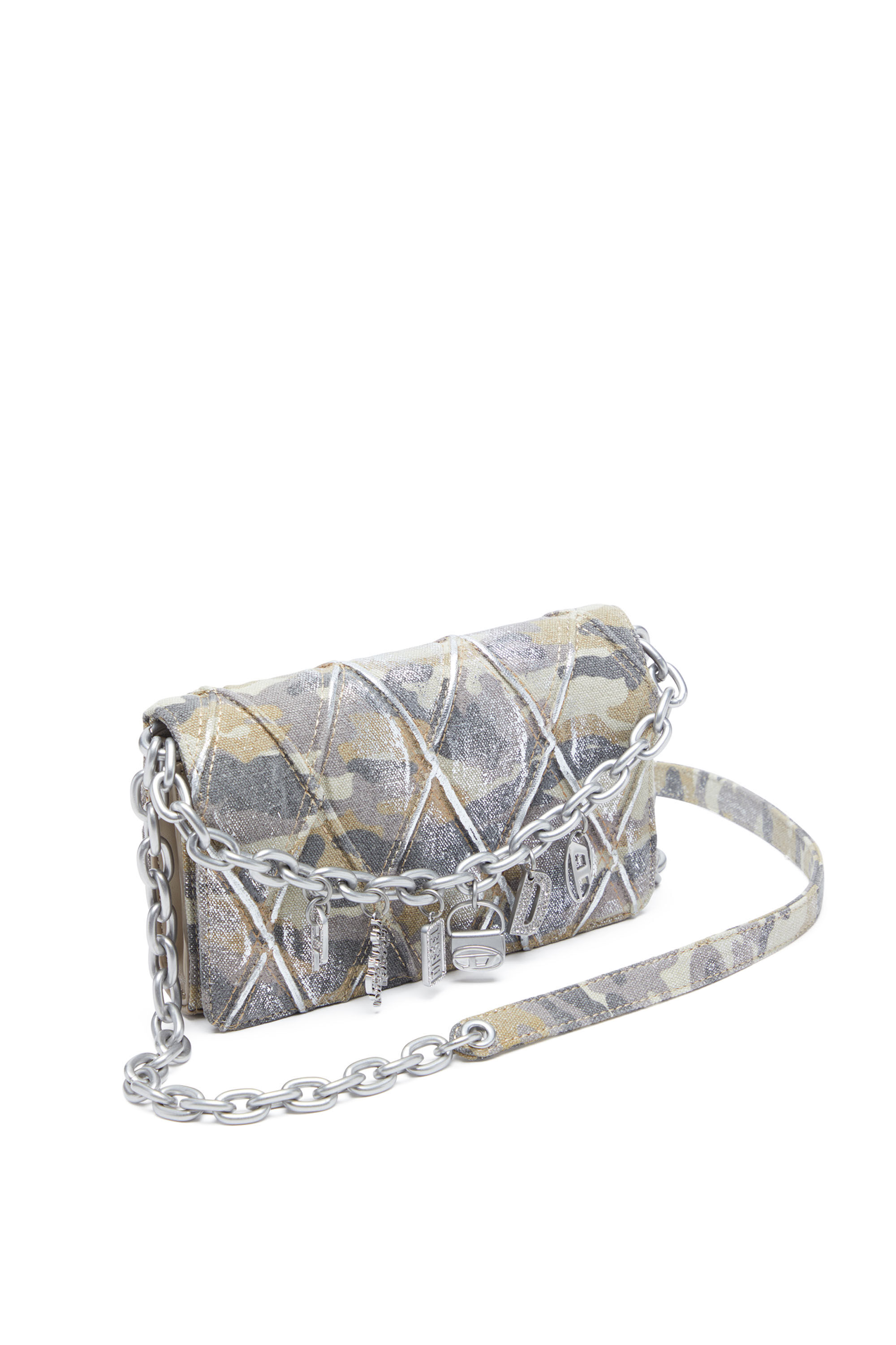 Women's Wallet purse in argyle quilted denim | Multicolor