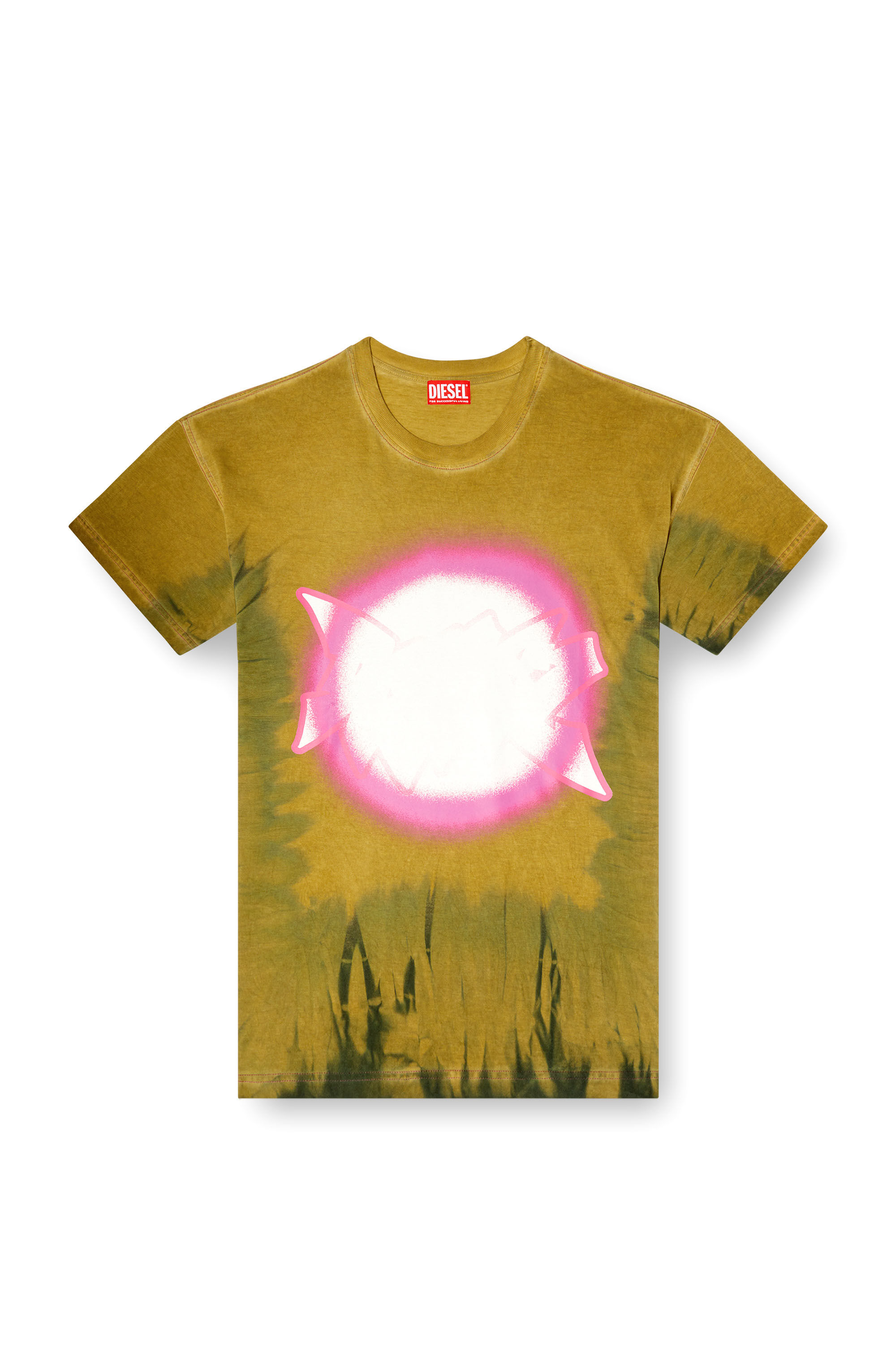 貴重　Salsation Wear V-Tshirt BROWN Tie-dye Orange & Gray Starburst Double Spiral V-Neck Tie Dye T-shirt