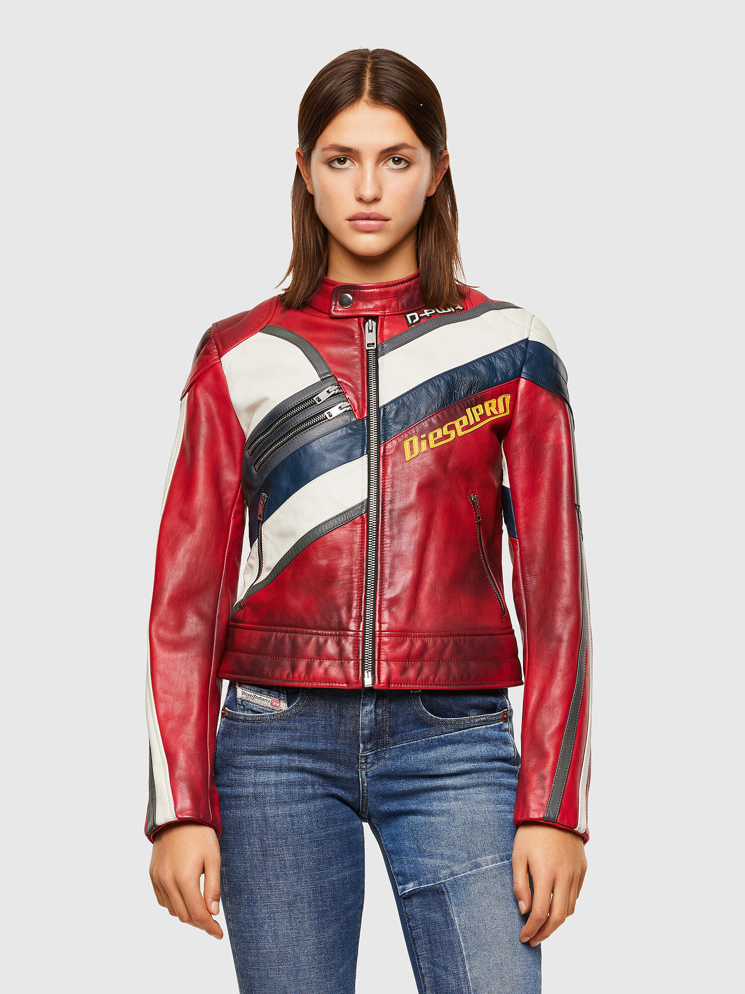 diesel red leather jacket