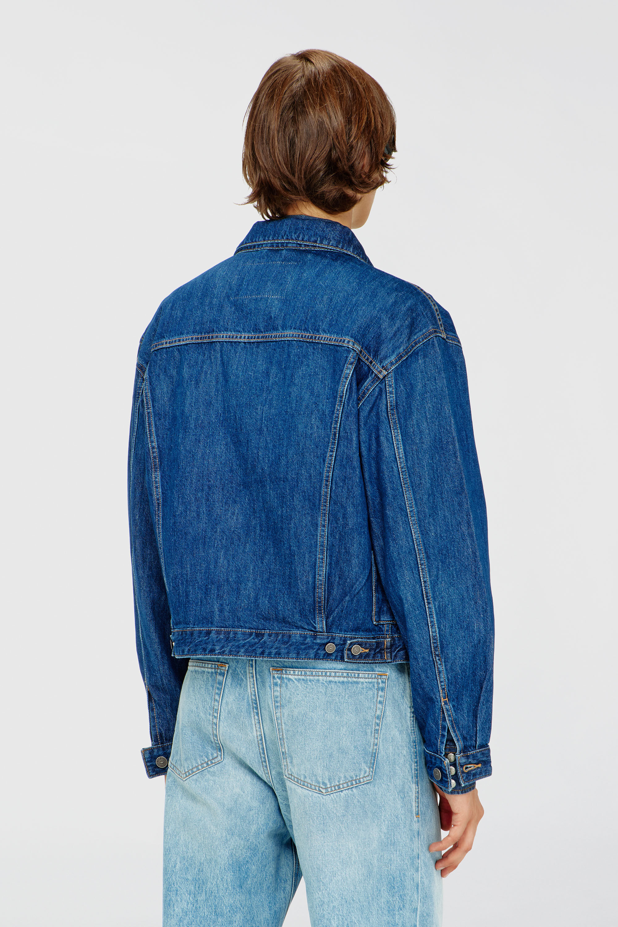 Diesel - D-RANGER, Man's Trucker jacket in denim in Medium blue - 4