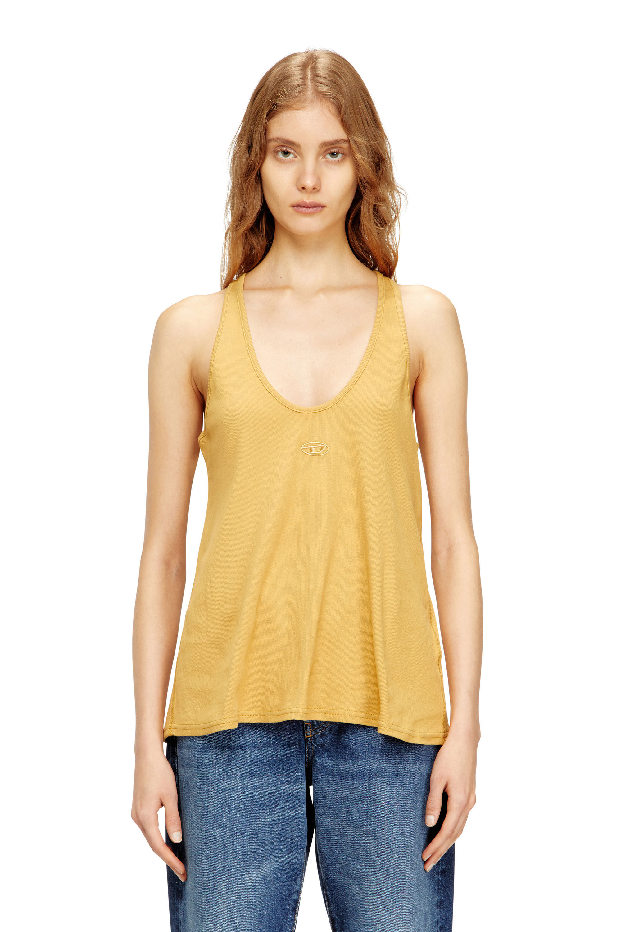 Diesel - T-IPSYA-LKDS, Woman's Ribbed tank with Oval D in Orange - 3