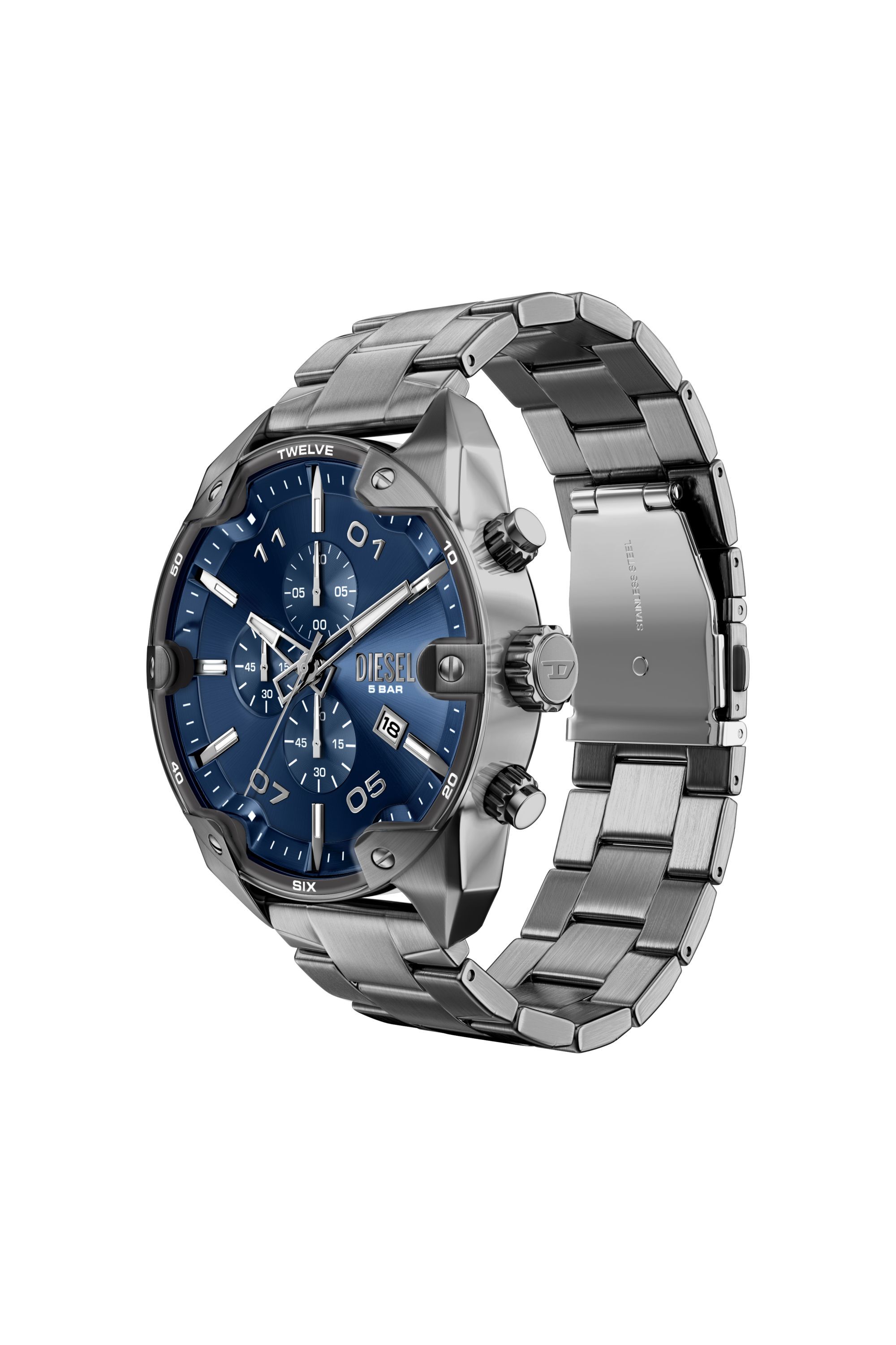Men's Spiked gunmetal stainless steel watch | Grey | Diesel HU