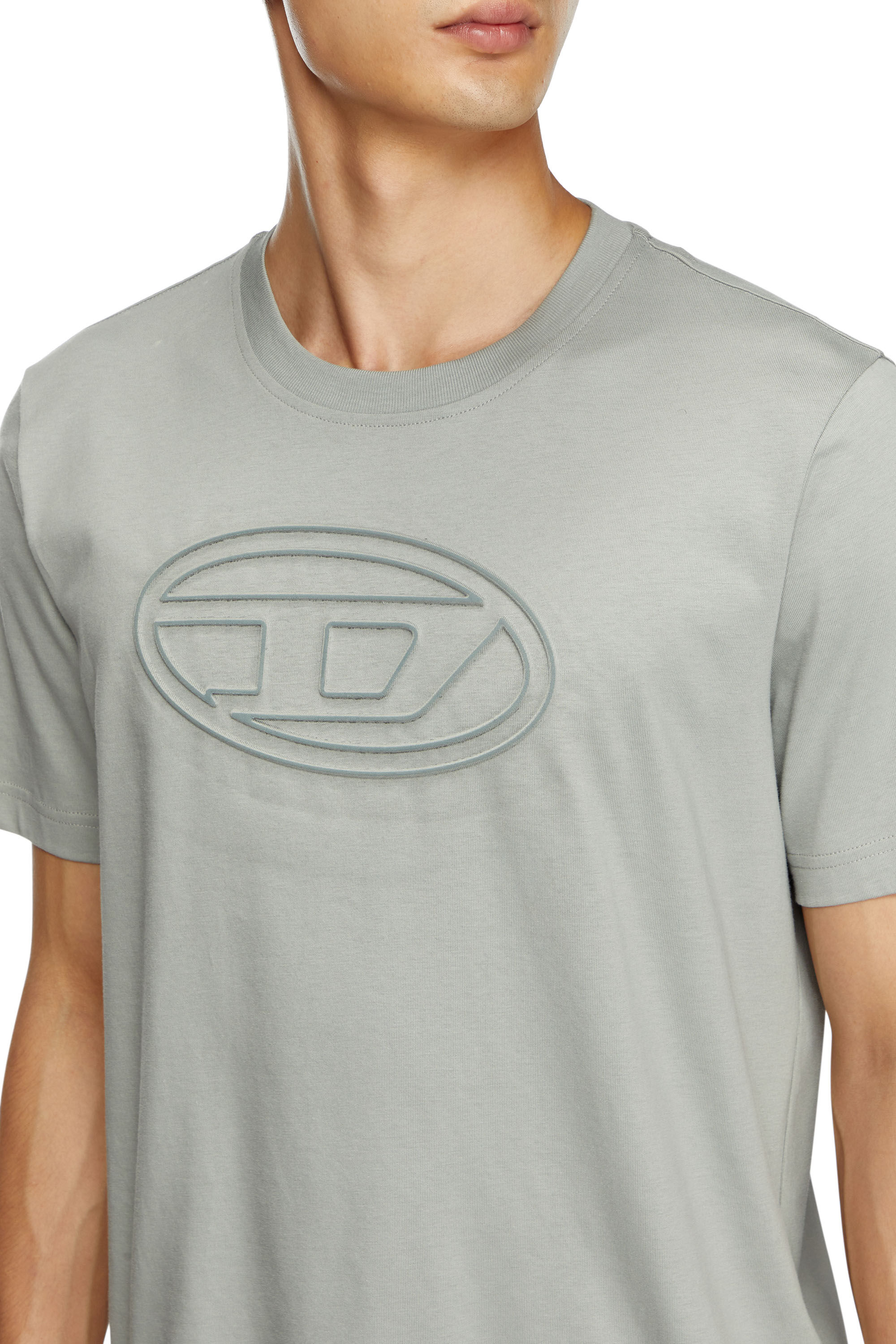 【Diesel】 正規品★ T-Adjust-Bigoval Light Grey ★人気 Men's T-shirt with embossed Oval D | Grey | Diesel