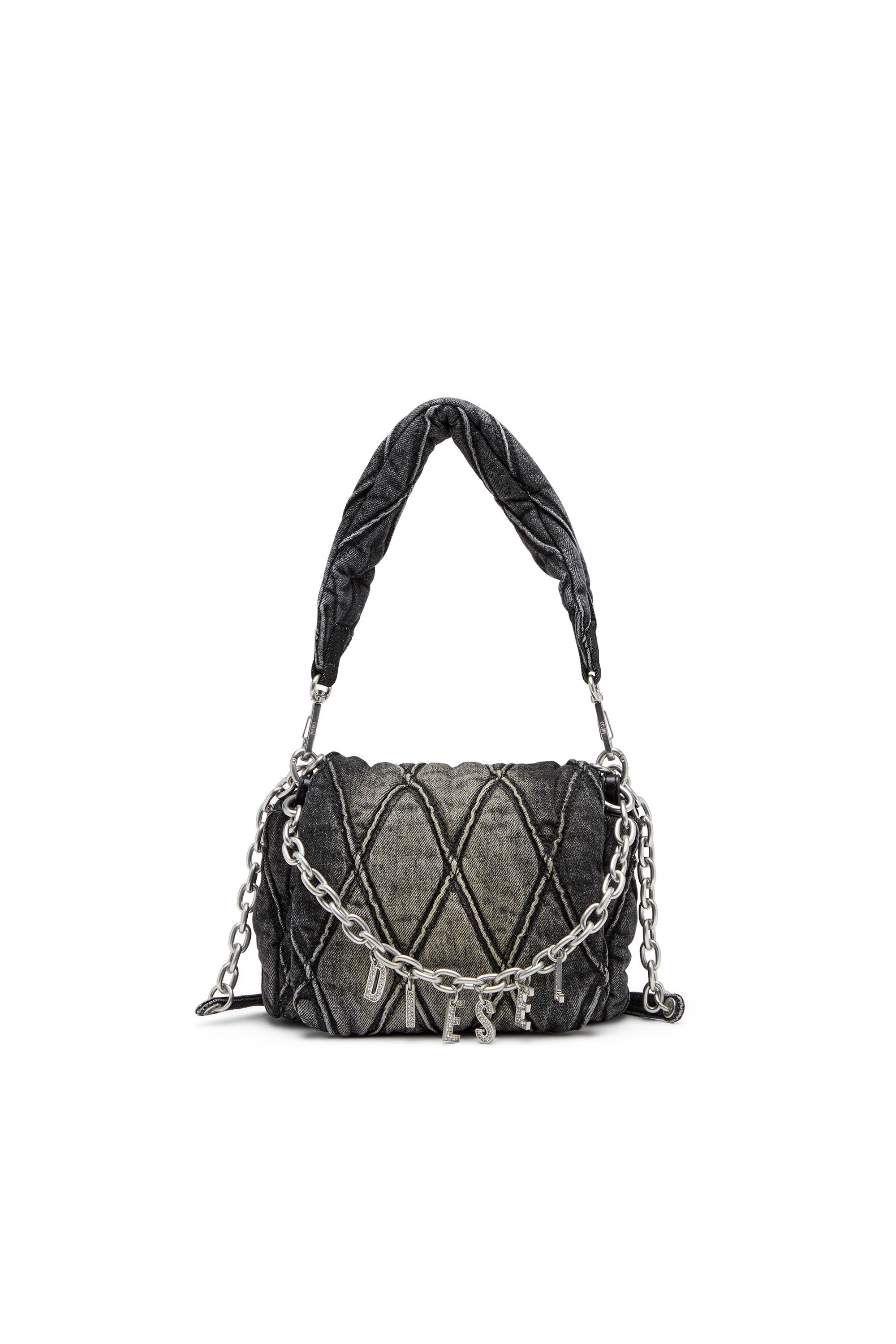 【定価10.2万】DIESEL CHARM-D SHOULDER バッグ Men Women's Charm-D-Small shoulder bag in treated quilted denim