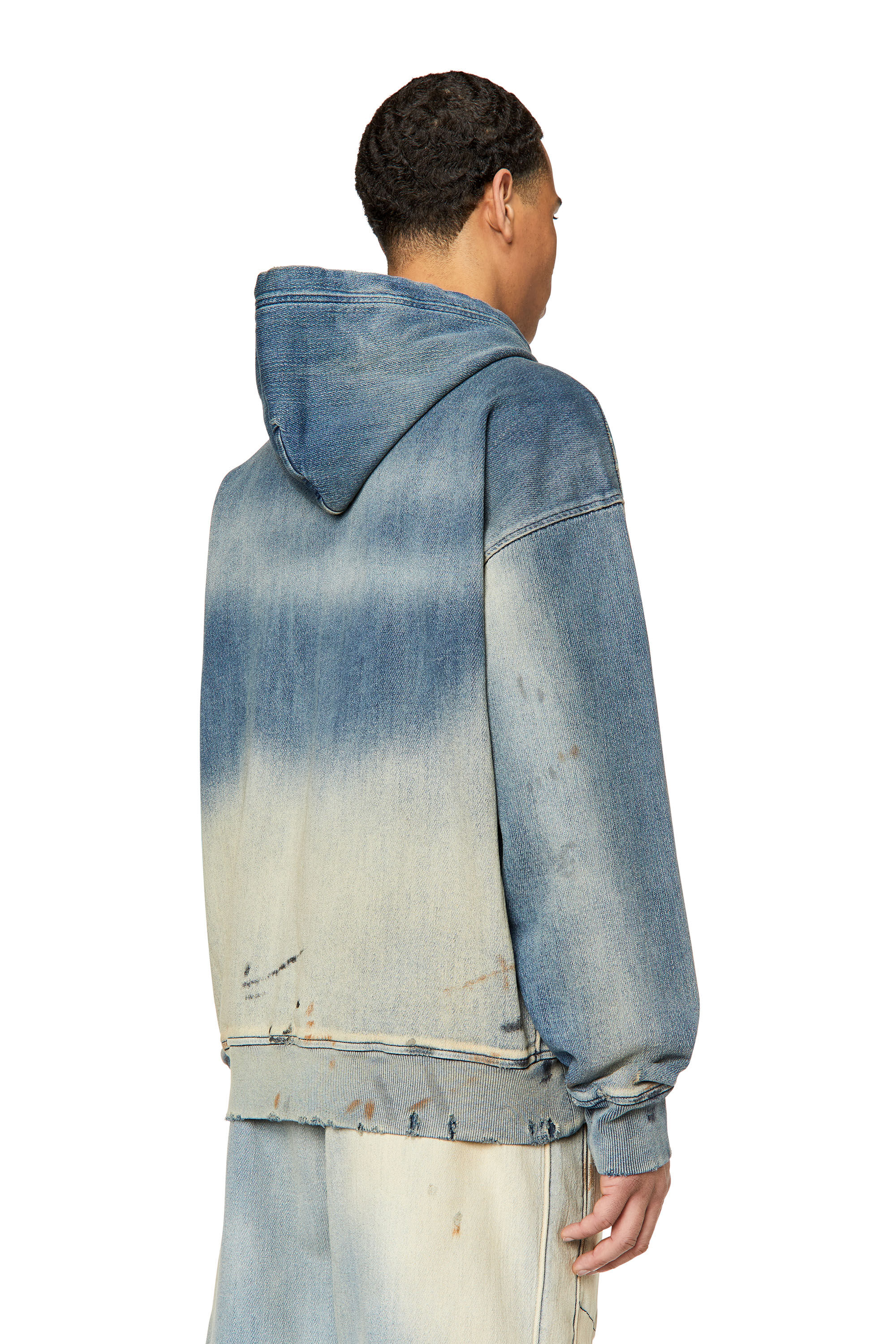 Diesel - D-UM-RIB D-UM-RIB TRACK DENIM HOODIE, Light Blue - Image 4