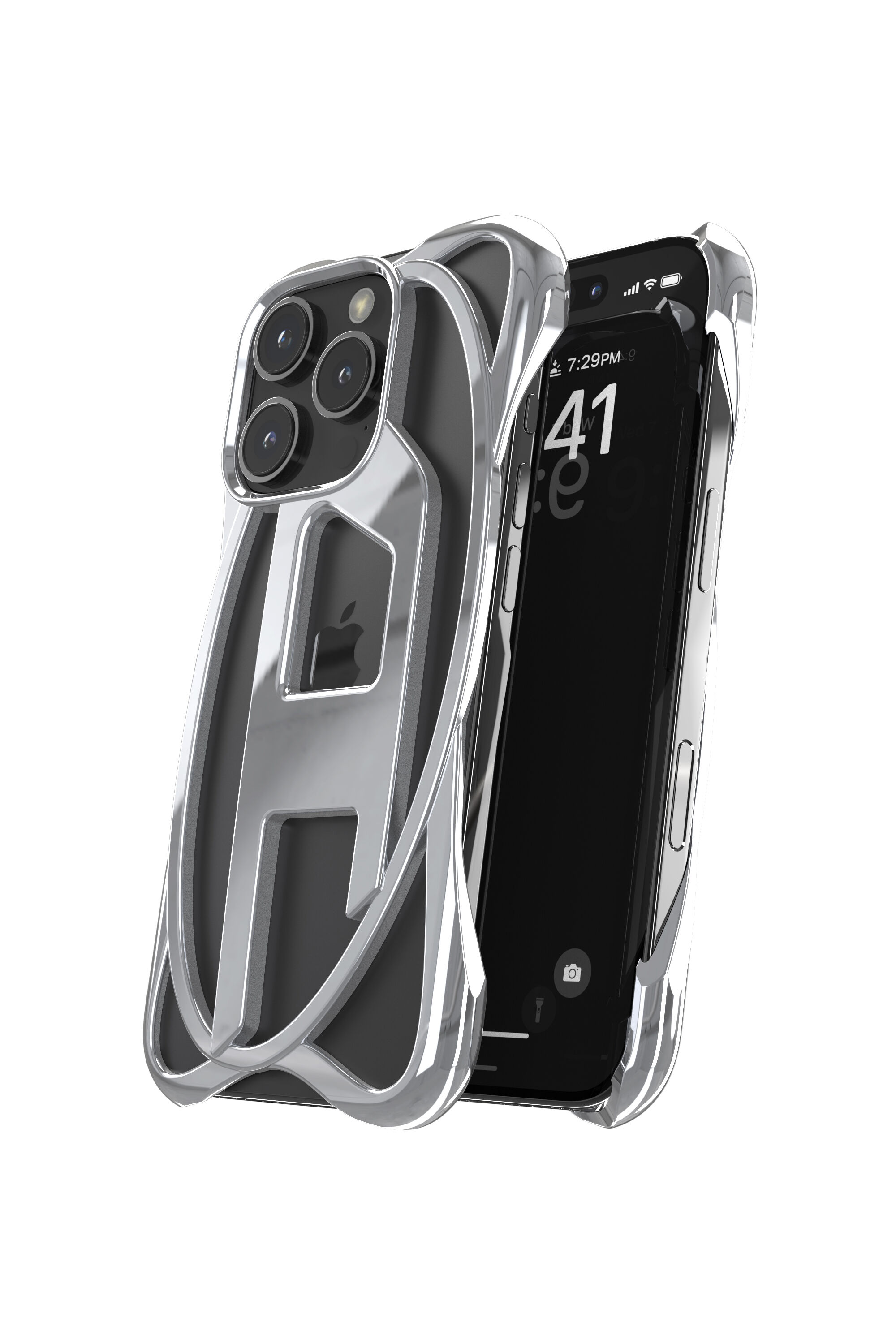 Women's Caged D Case iPhone 16 Pro | Grey | Diesel {{Country}}