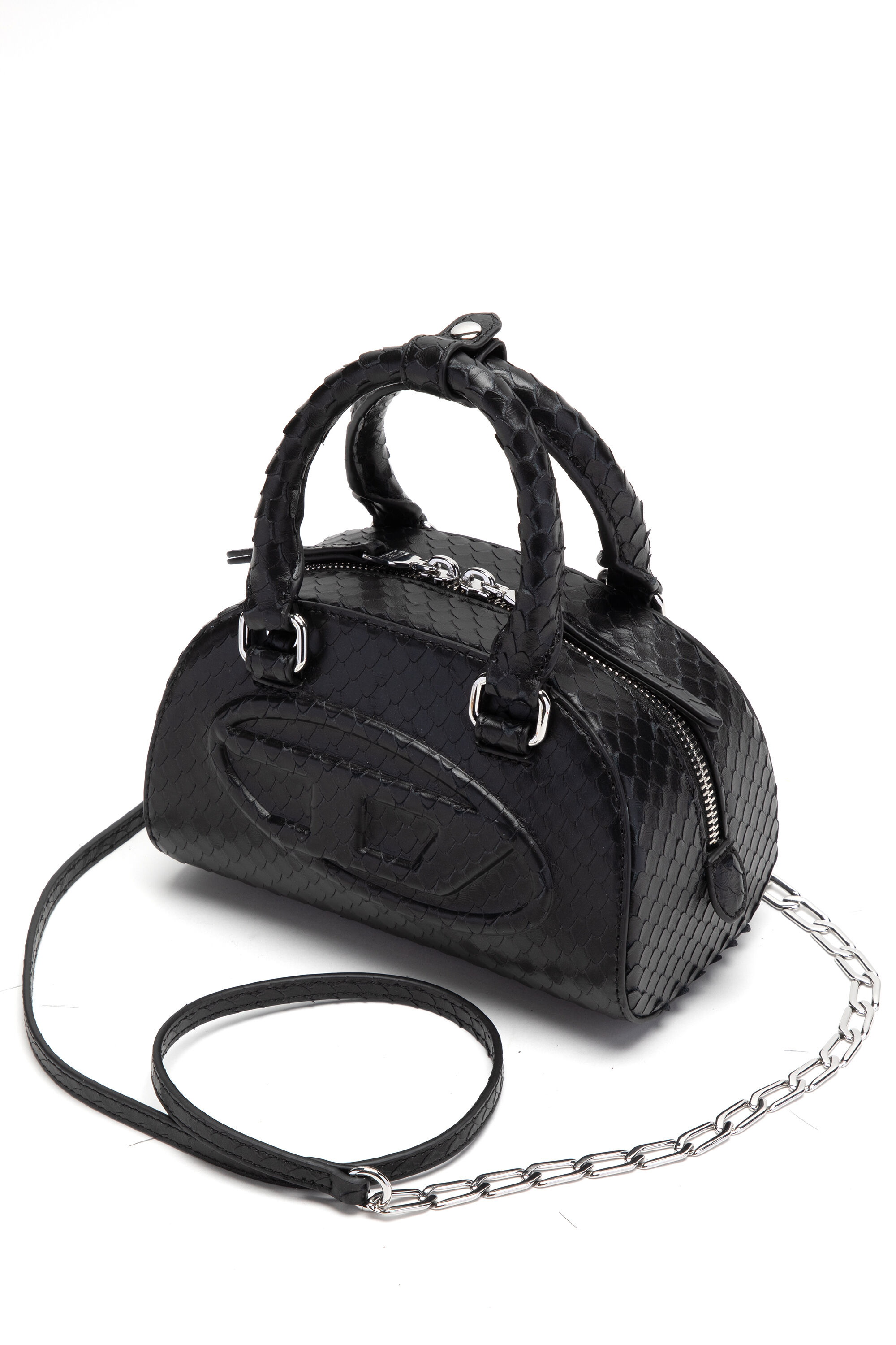 【新品】DIESEL 1DR Dome Crossbody Women's 1DR Dome-Small bowling bag in snake-effect leather | Black