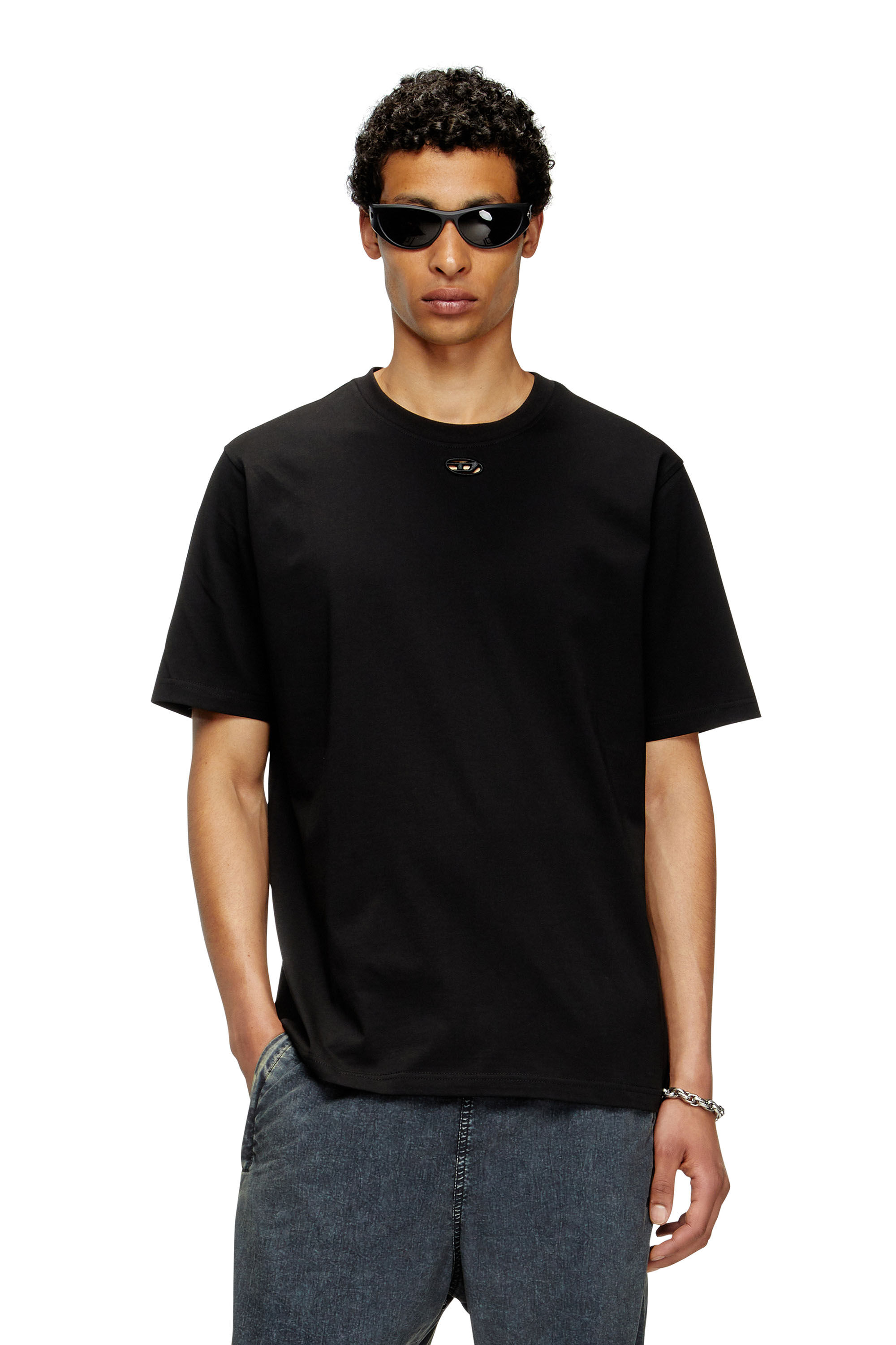 Men's T-shirt with cut-out Oval D | Black | Diesel