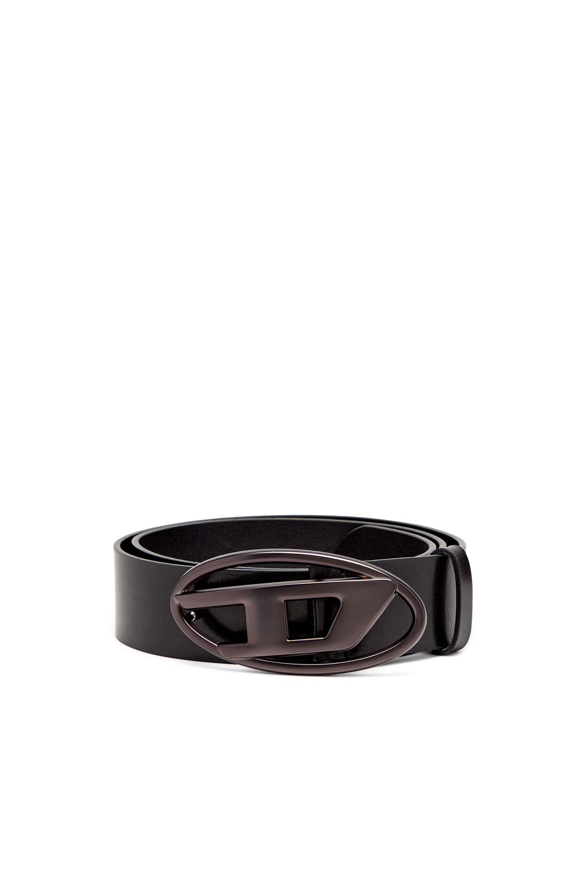 Women's 3.9cm leather belt with metallic Oval D buckle | Black
