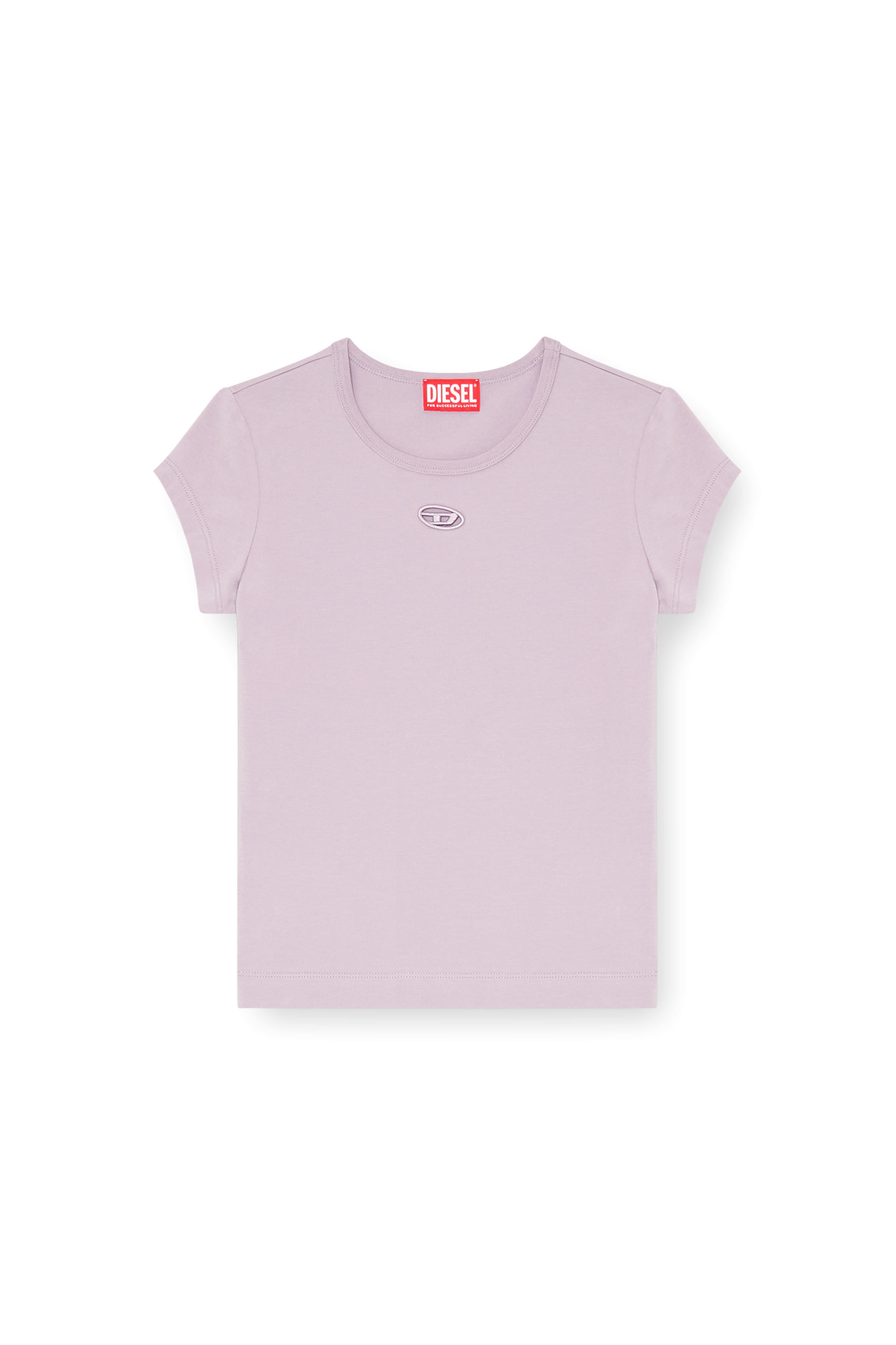 Diesel - T-ANGIE-OD, Woman's T-shirt with cut-out embroidered logo in null - 2