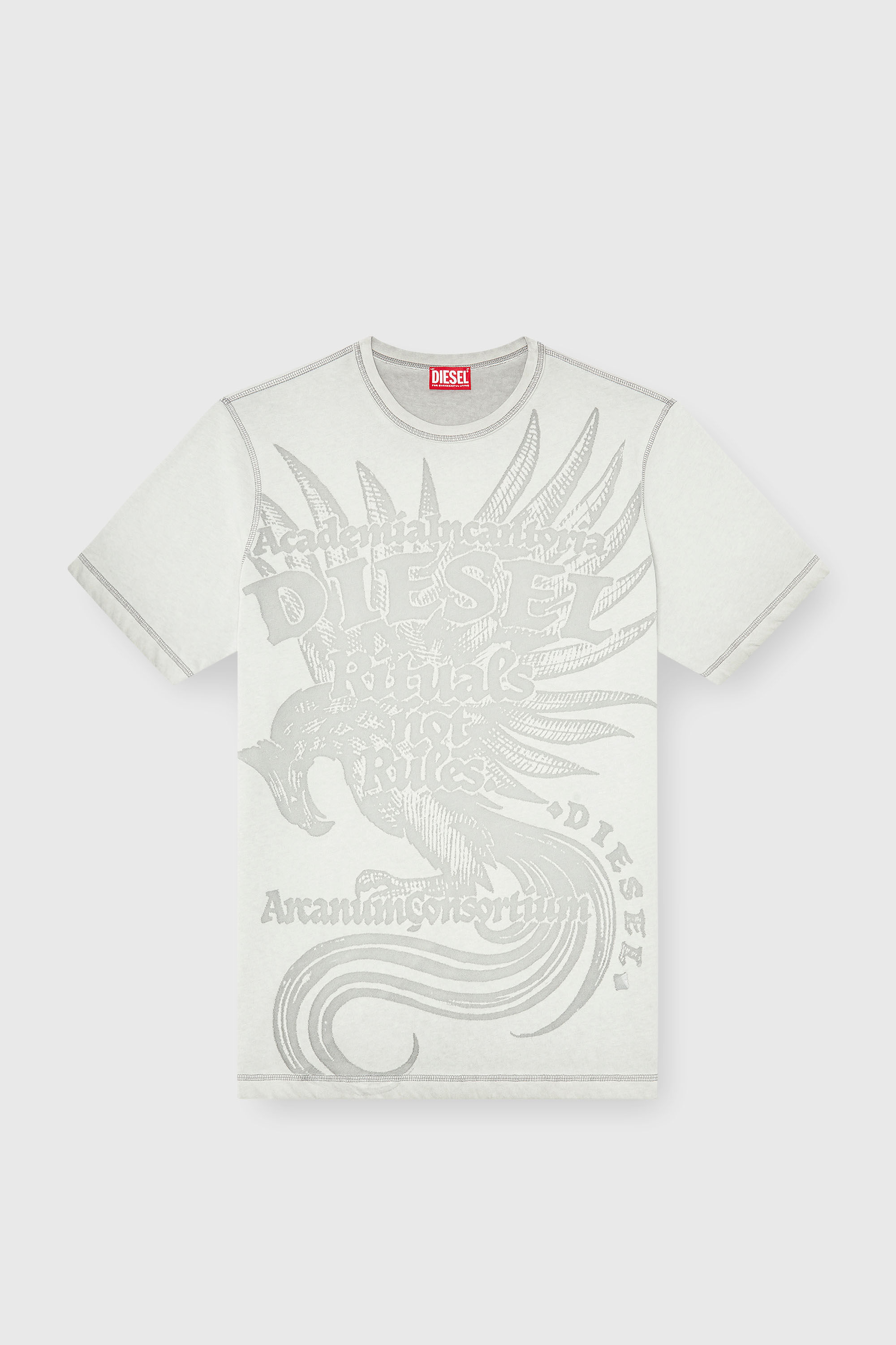 Diesel - T-RAWJUST-AA1, Man's Jersey T-shirt with embossed graphic in Light Grey - 2