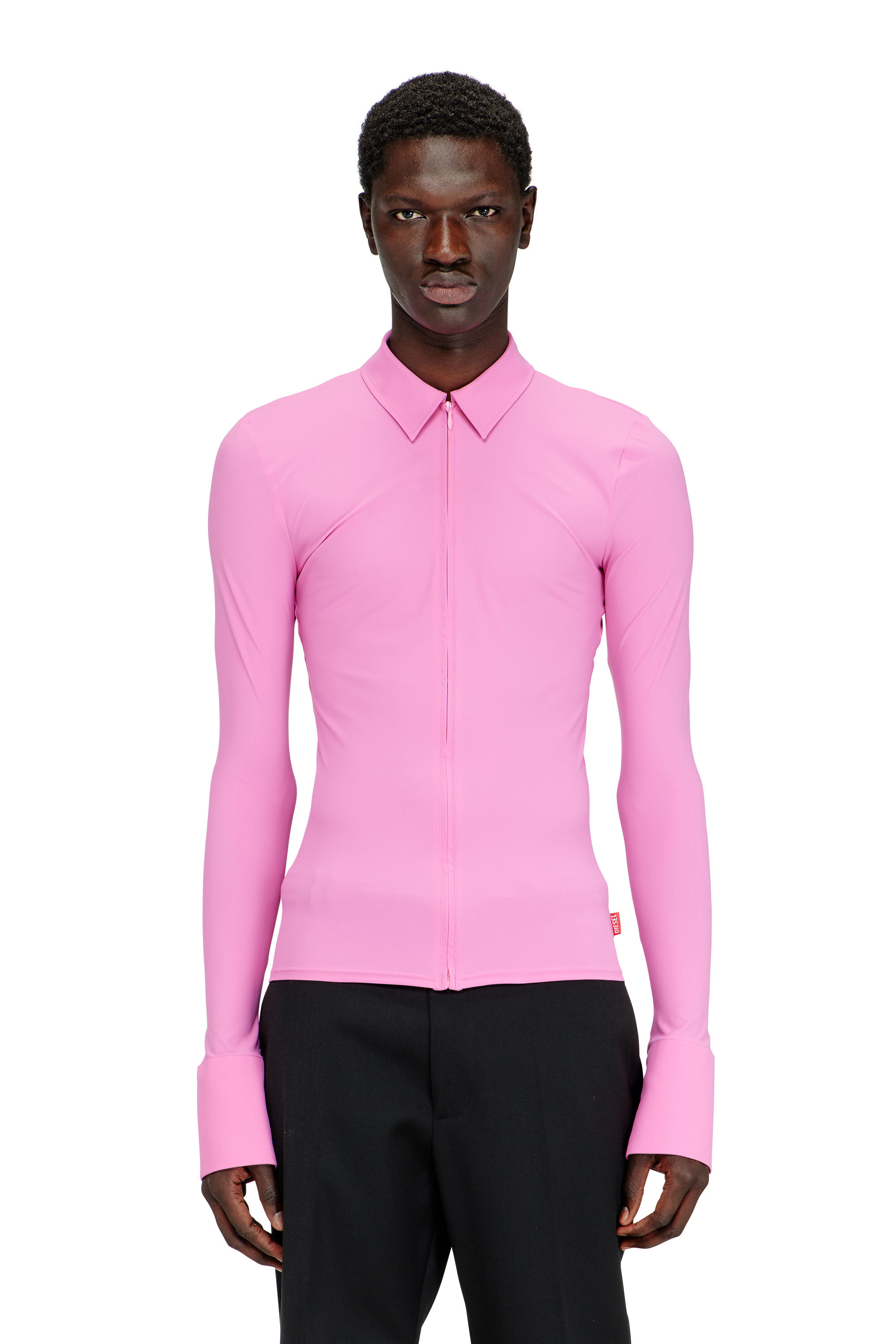 Men's Second-skin zip shirt in Lycra | Pink | Diesel BG