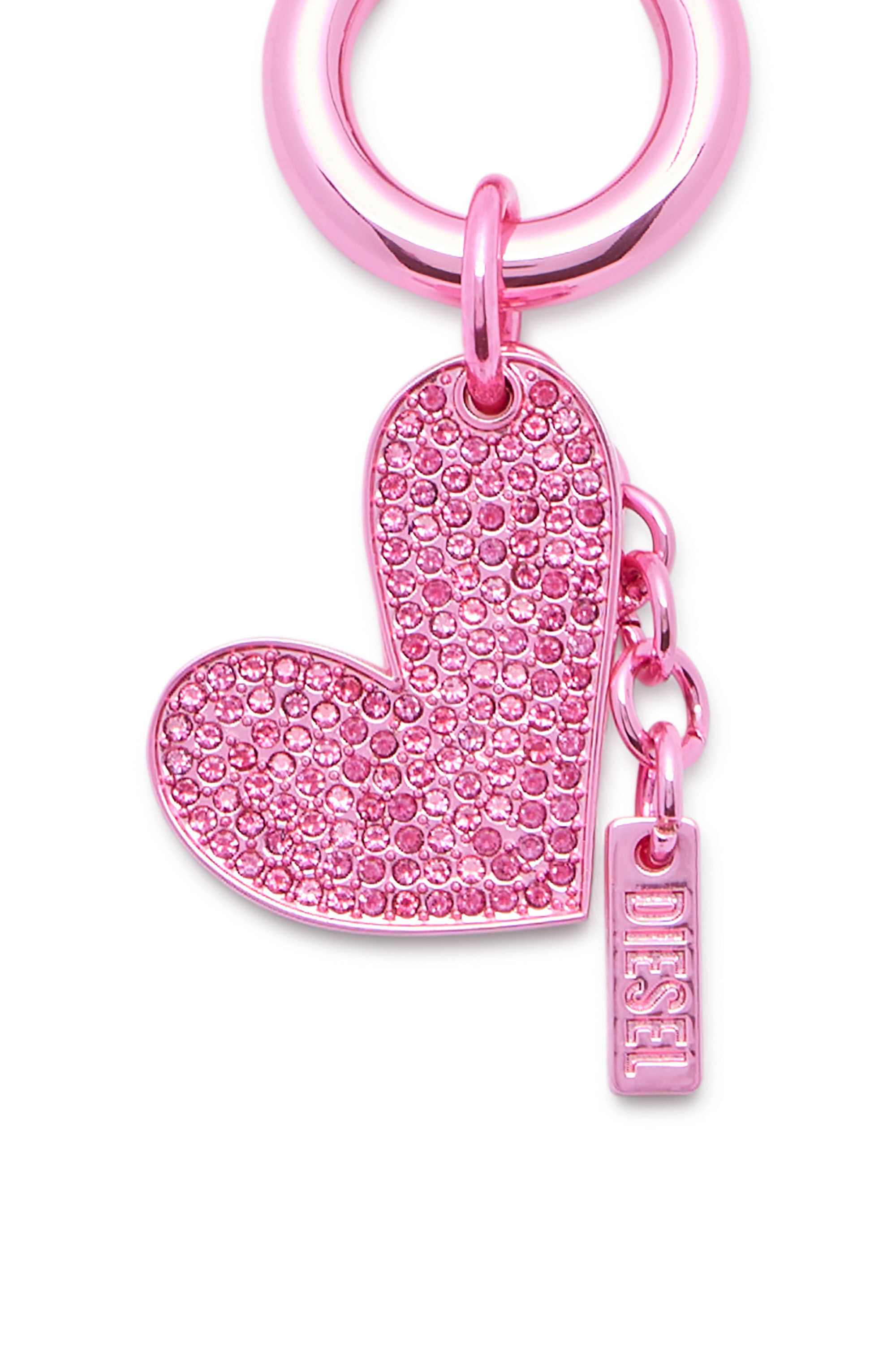 Diesel - CHARM-HEART, Woman's Metal heart charm with rhinestones in Pink - 2