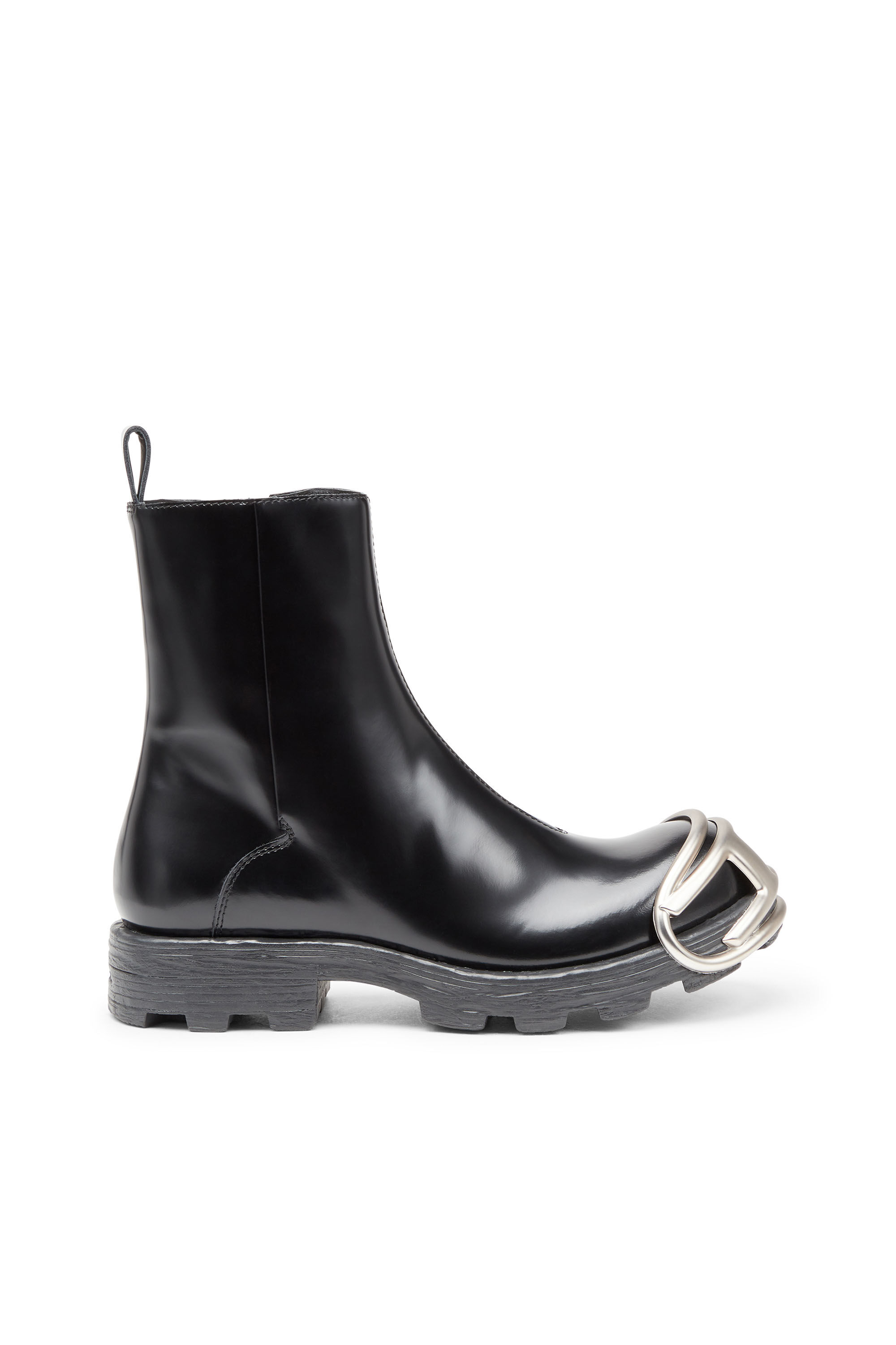 Men's D-Hammer-Leather Chelsea boots with Oval D toe caps | Black | Diesel