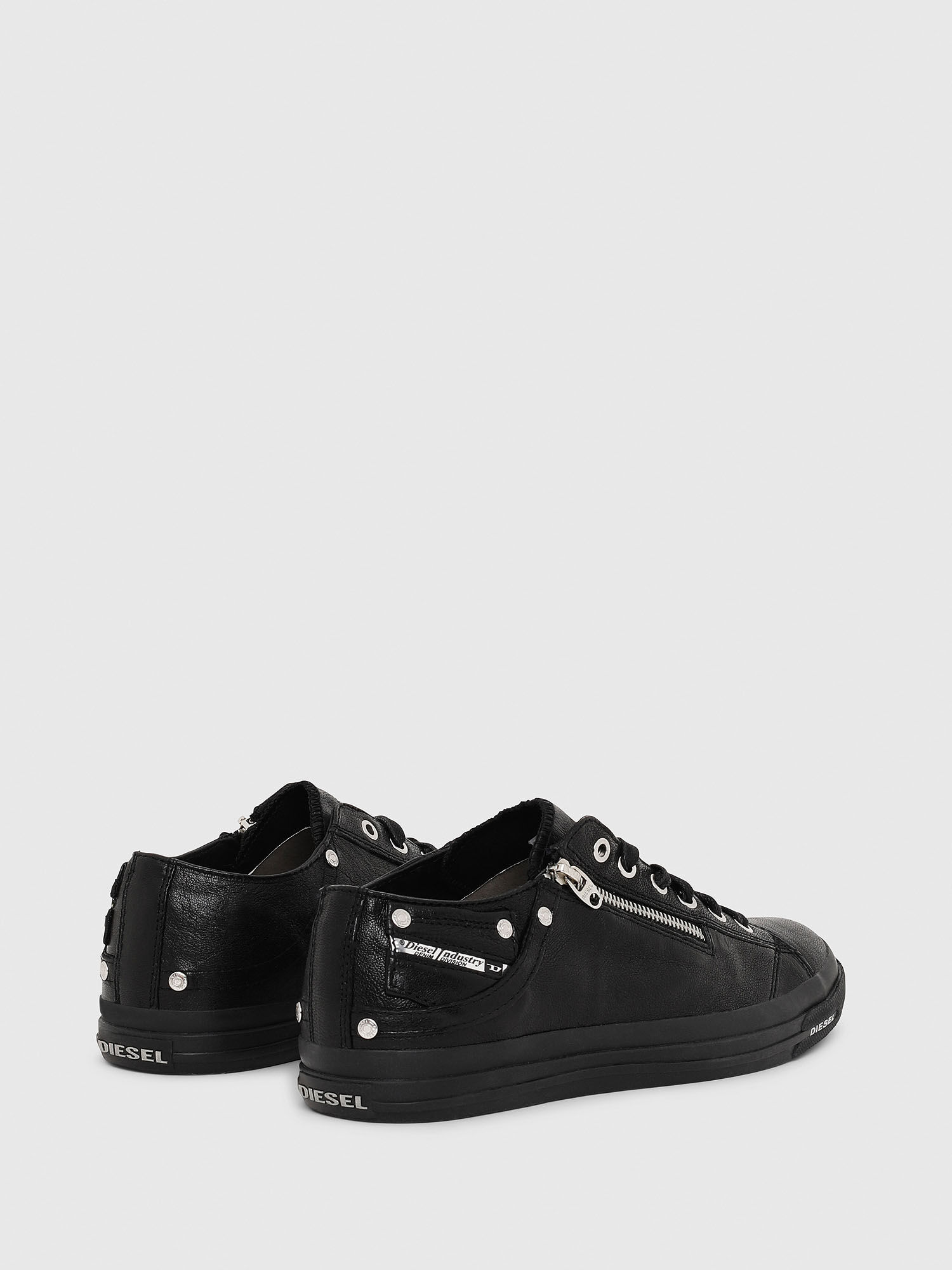 diesel black leather sneakers
