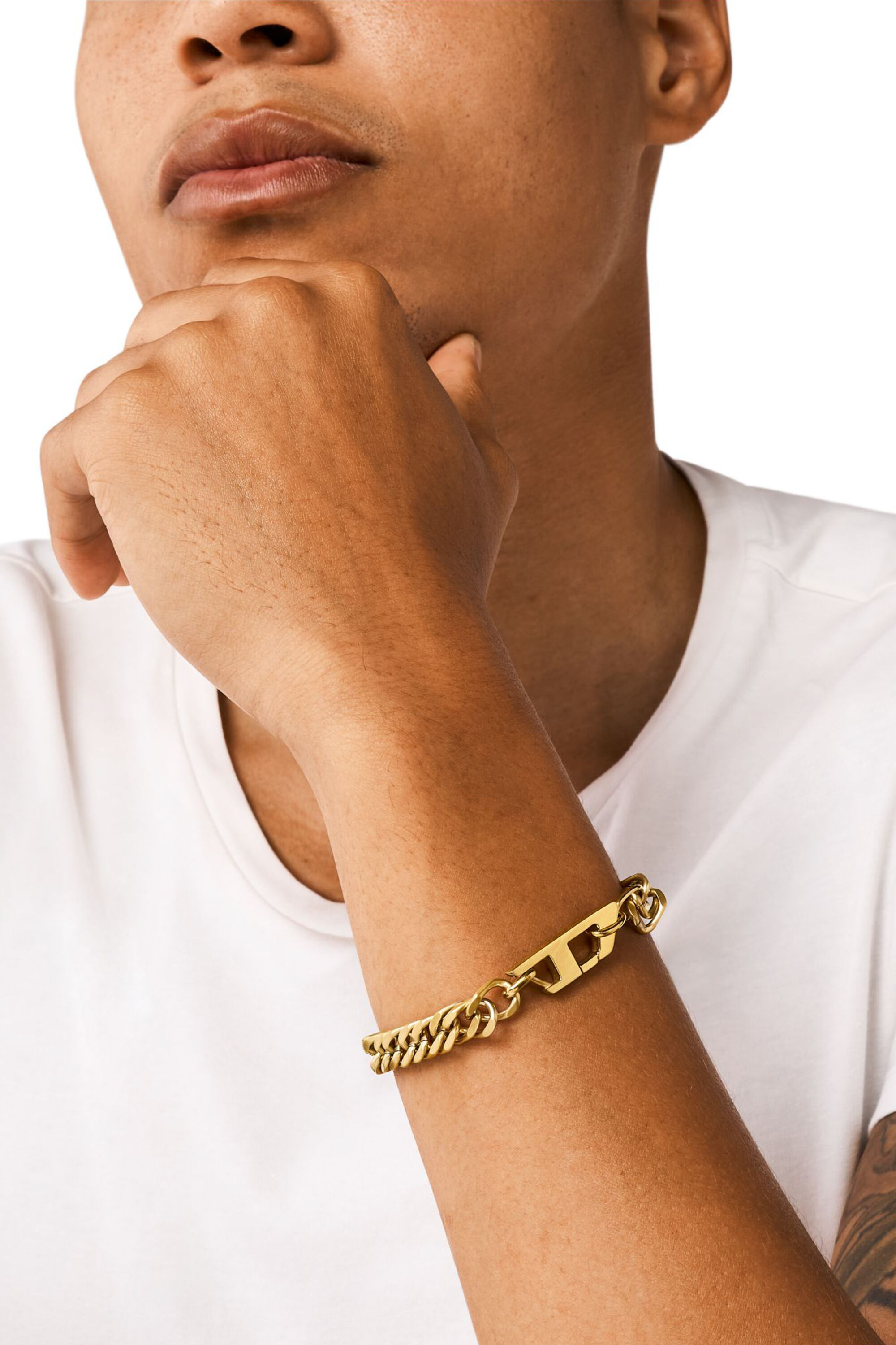 Women's Matte Gold-Tone Stainless Steel Chain Bracelet | Gold | Diesel
