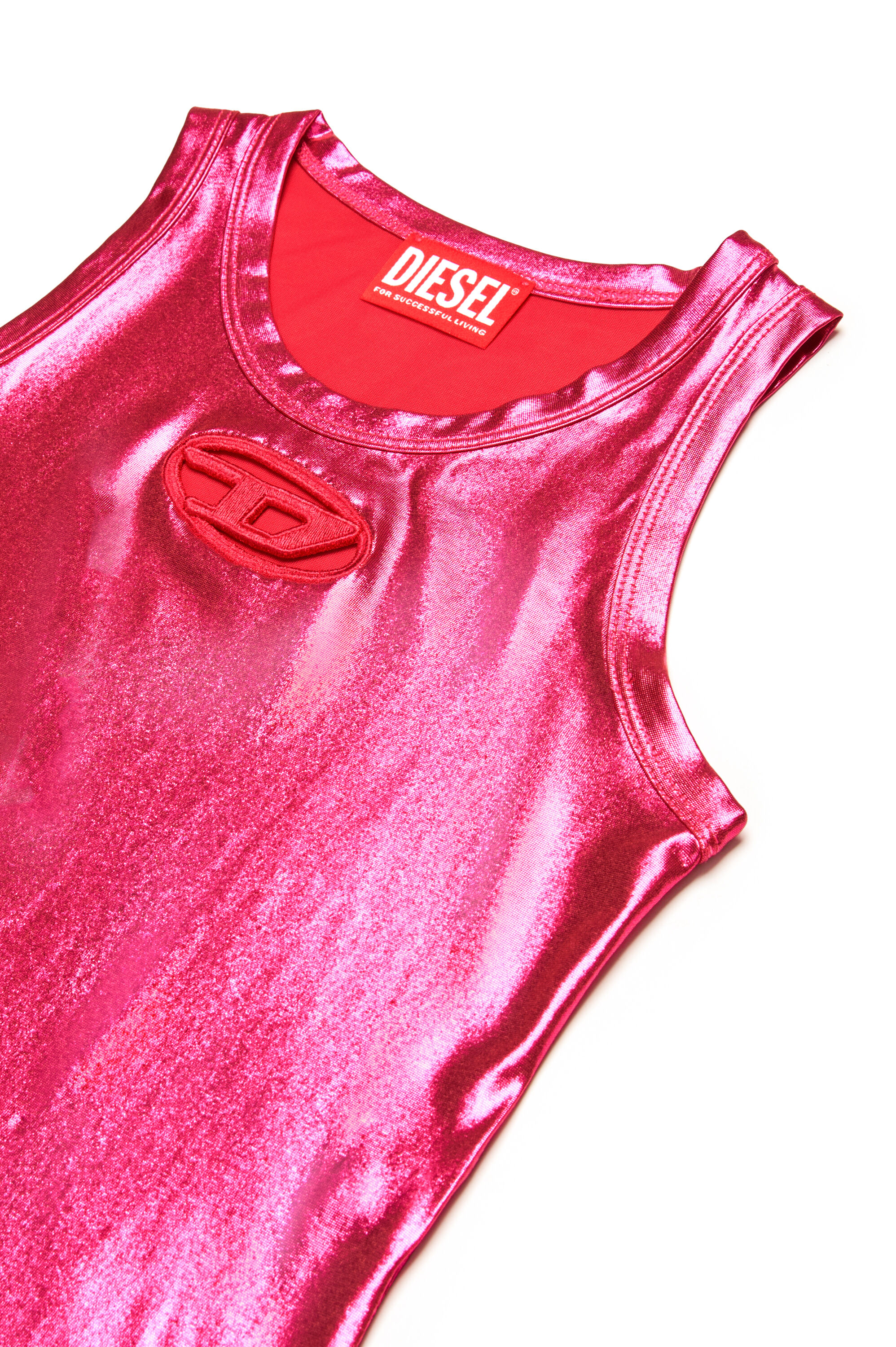 25_tan Metallic tank top with cut-out logo | Pink | 4-16 YEARS