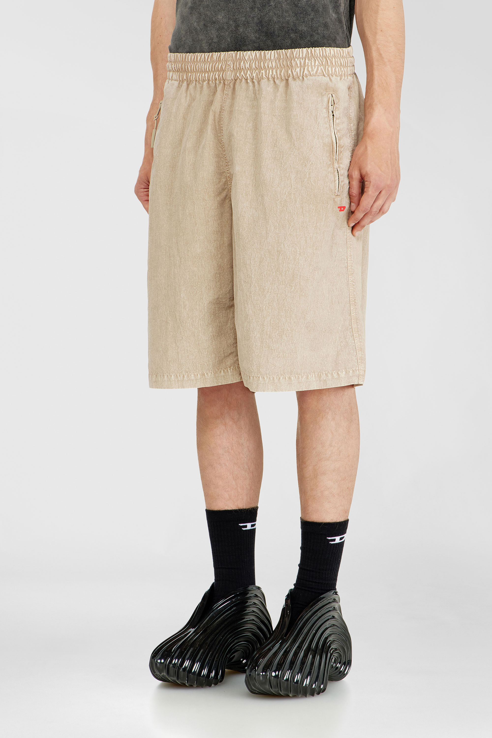 Diesel - P-THECK-SHORT-PLBH, Man's Treated nylon shorts in Beige - 3