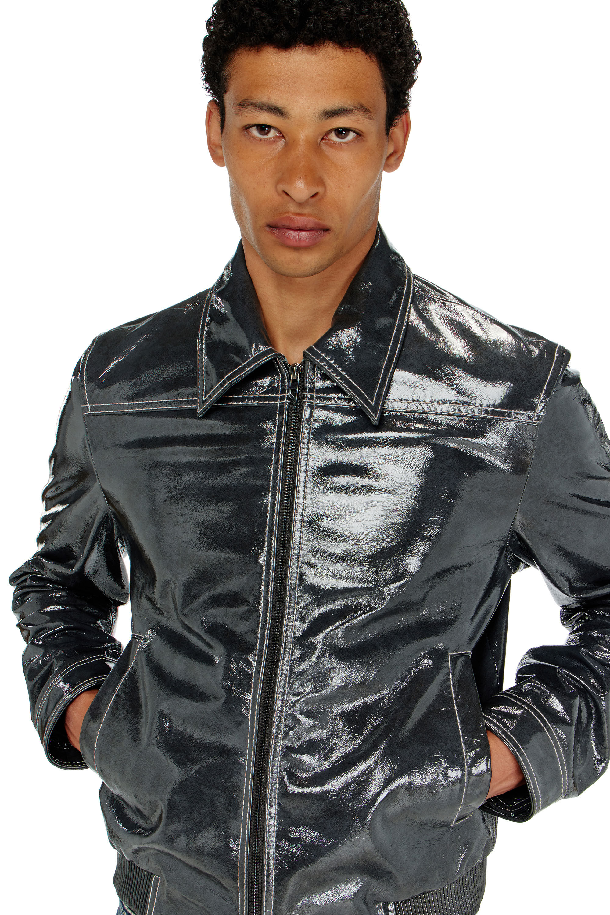 Men's Patent-leather jacket | Grey | Diesel