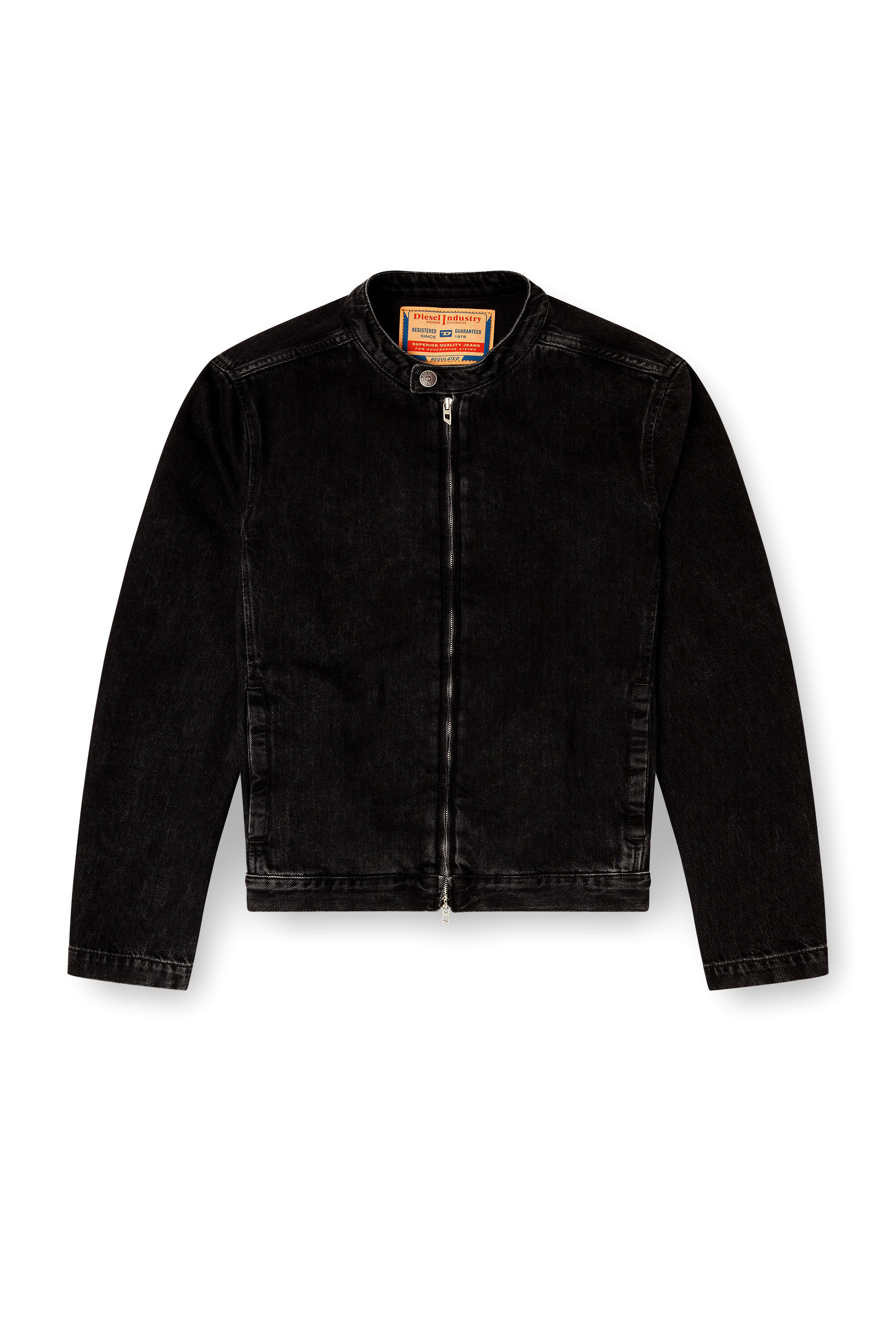 Men's Moto jacket in clean-wash denim | Black | Diesel