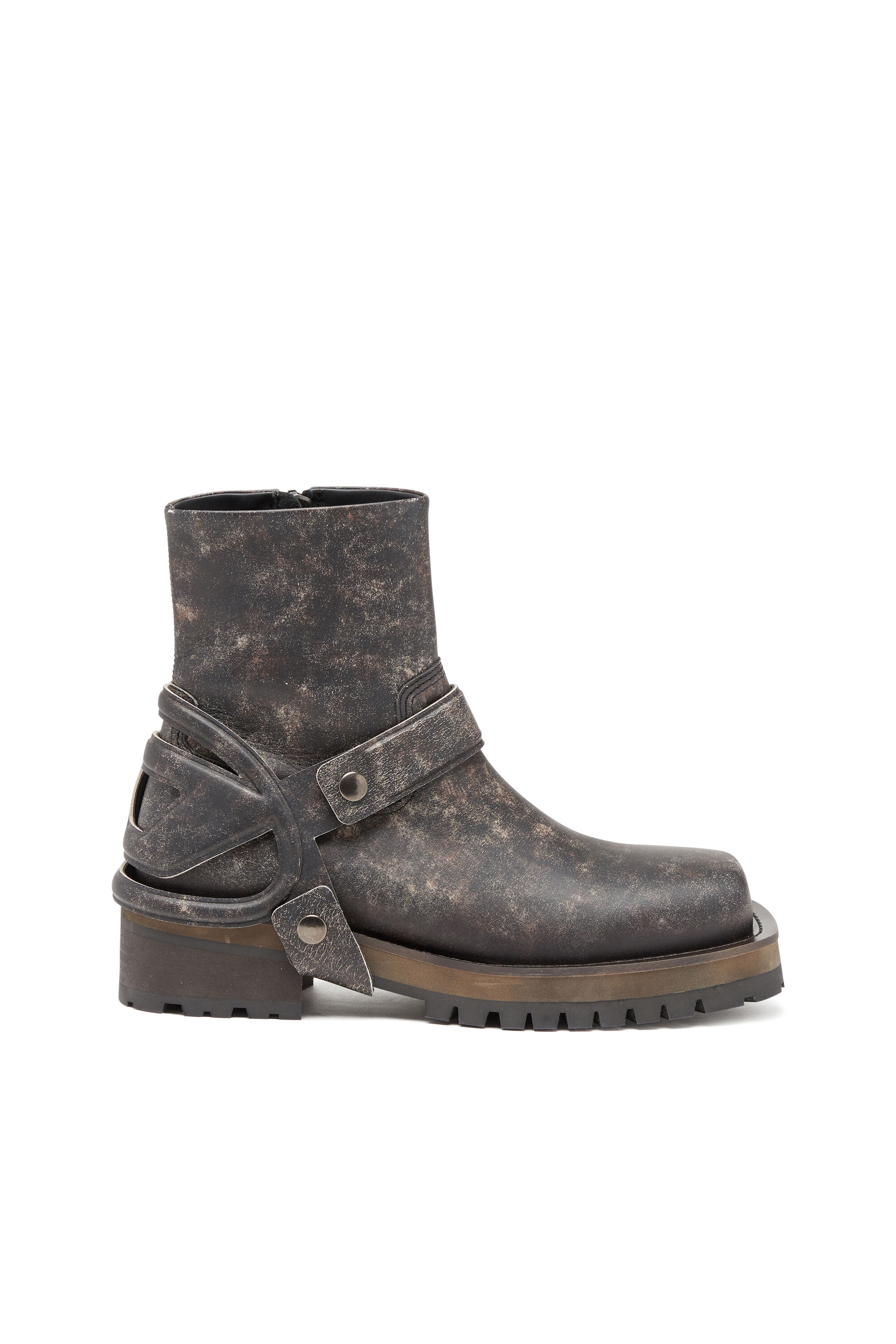 Men's D-Texan-Harness boots in distressed leather | Brown | Diesel
