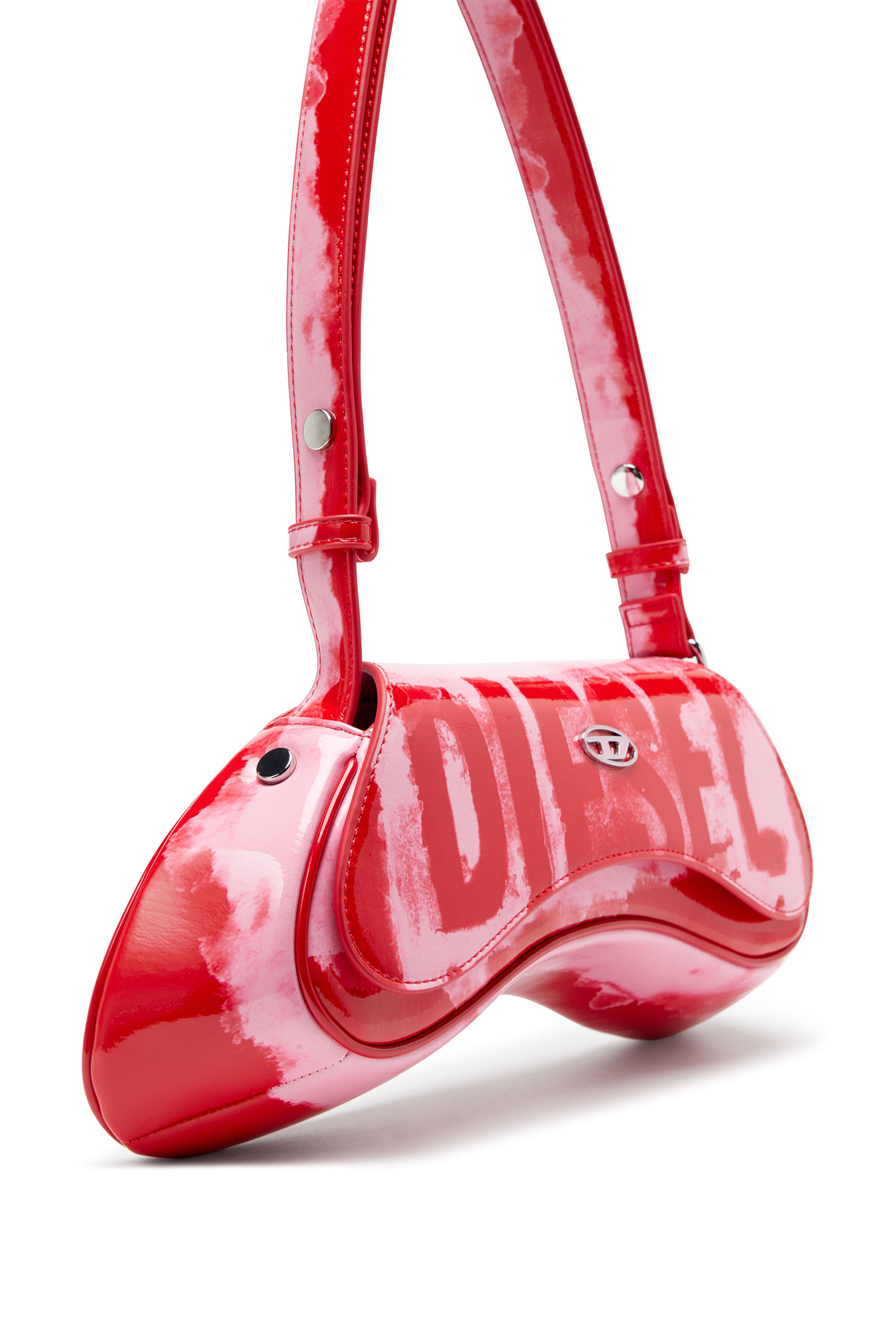 【DIESEL】Play ロゴ ショルダー ハンド バッグ ピンク レッド Dieselのピンク＆レッド Play ショルダーバッグがセール中