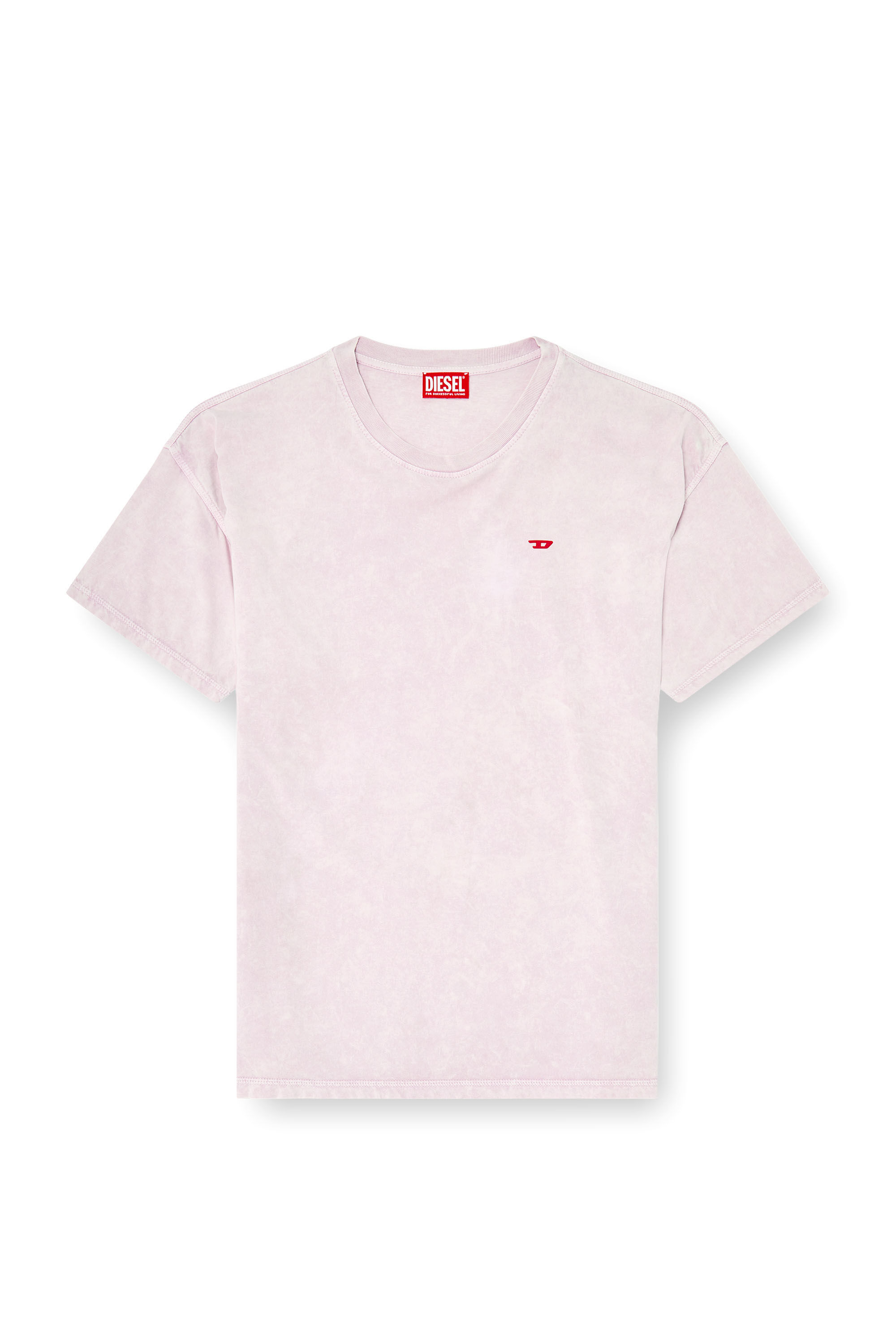 Men's Cotton T-shirt with treated effect | Pink | Diesel
