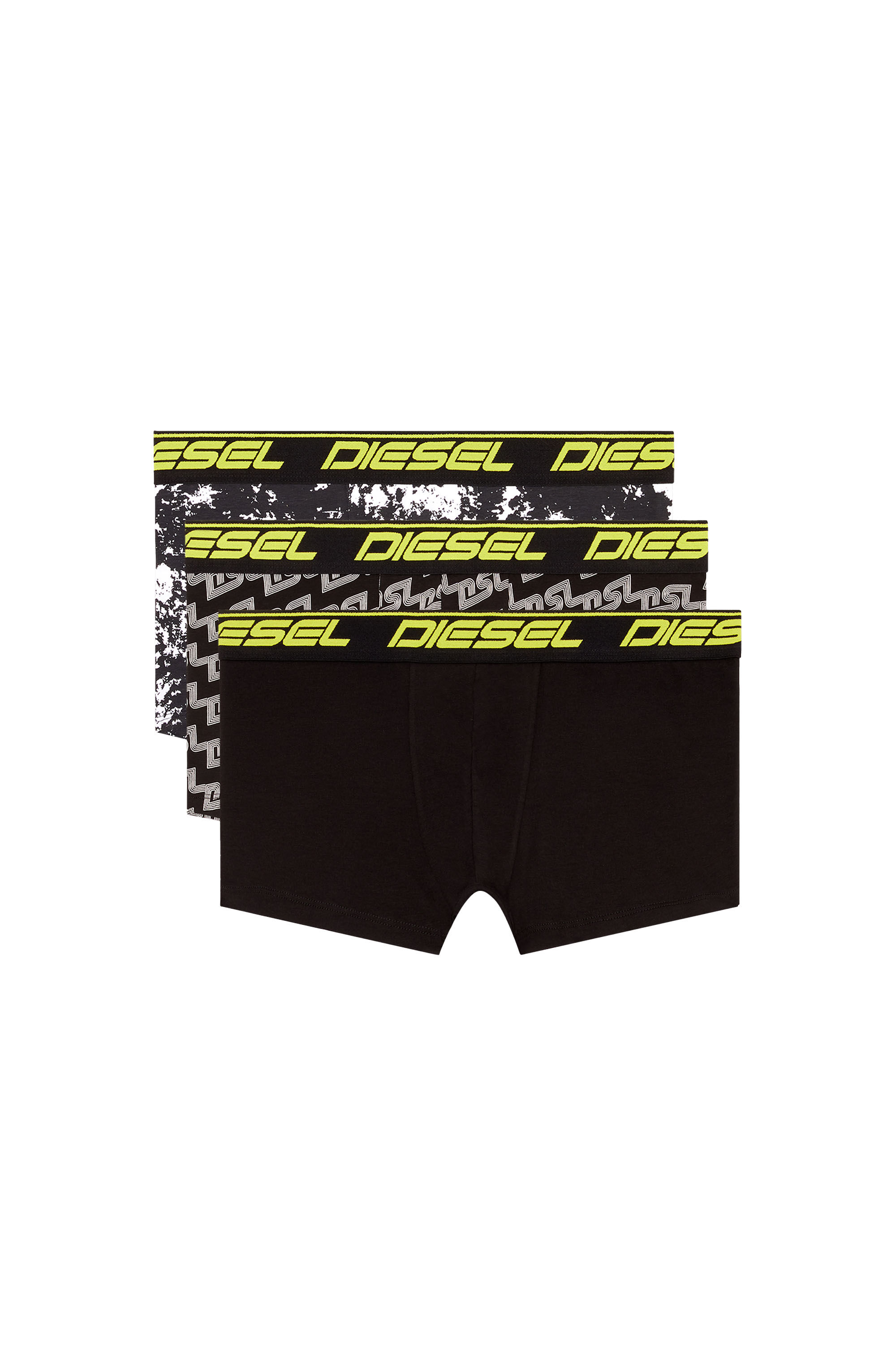 Diesel - UMBX-DAMIENTHREEPACK, Man's Three-pack cloudy-print boxer briefs in Black/Yellow - 2