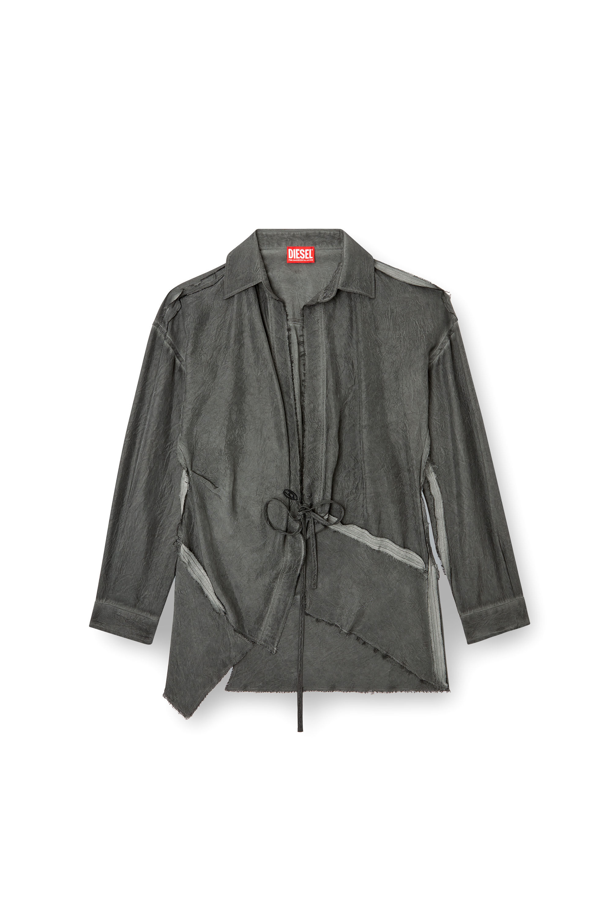 【代引可】 twill wrinkled in shirt wrap Asymmetric Women's | Diesel | Black トップス