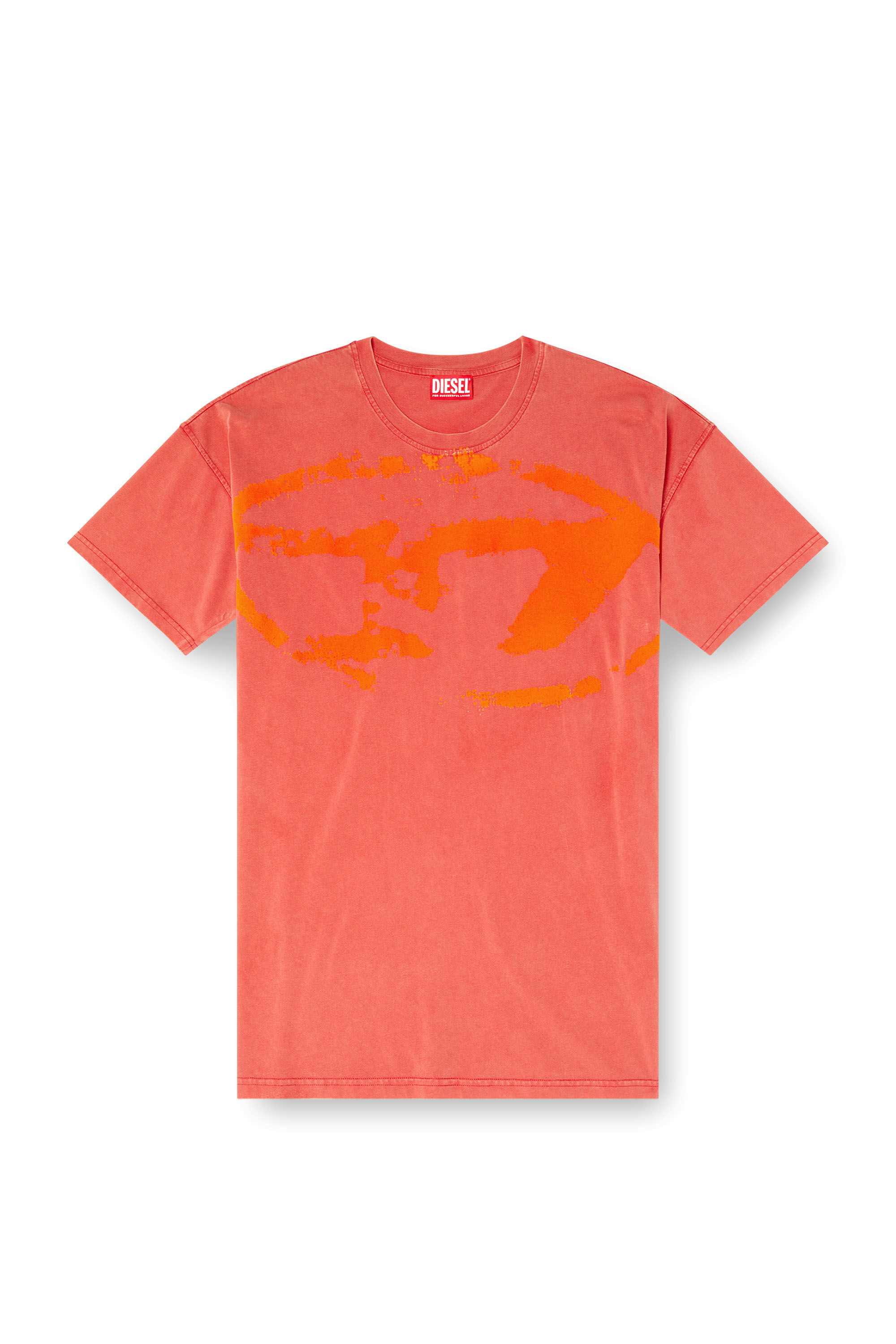 Men's T-shirt with maxi bleeding logos | Red | Diesel