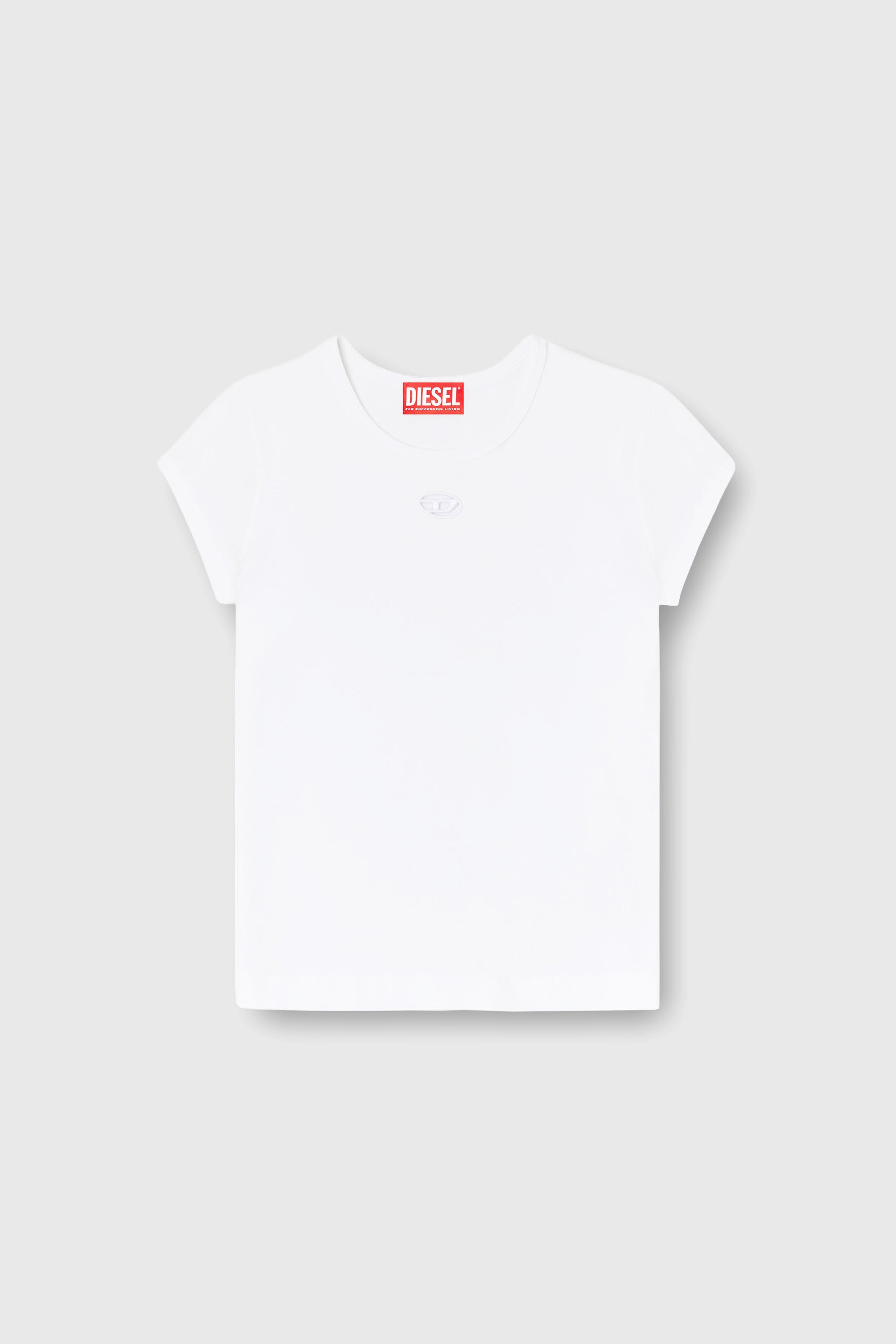 Diesel - T-ANGIE-OD, Woman's T-shirt with cut-out embroidered logo in White - 2