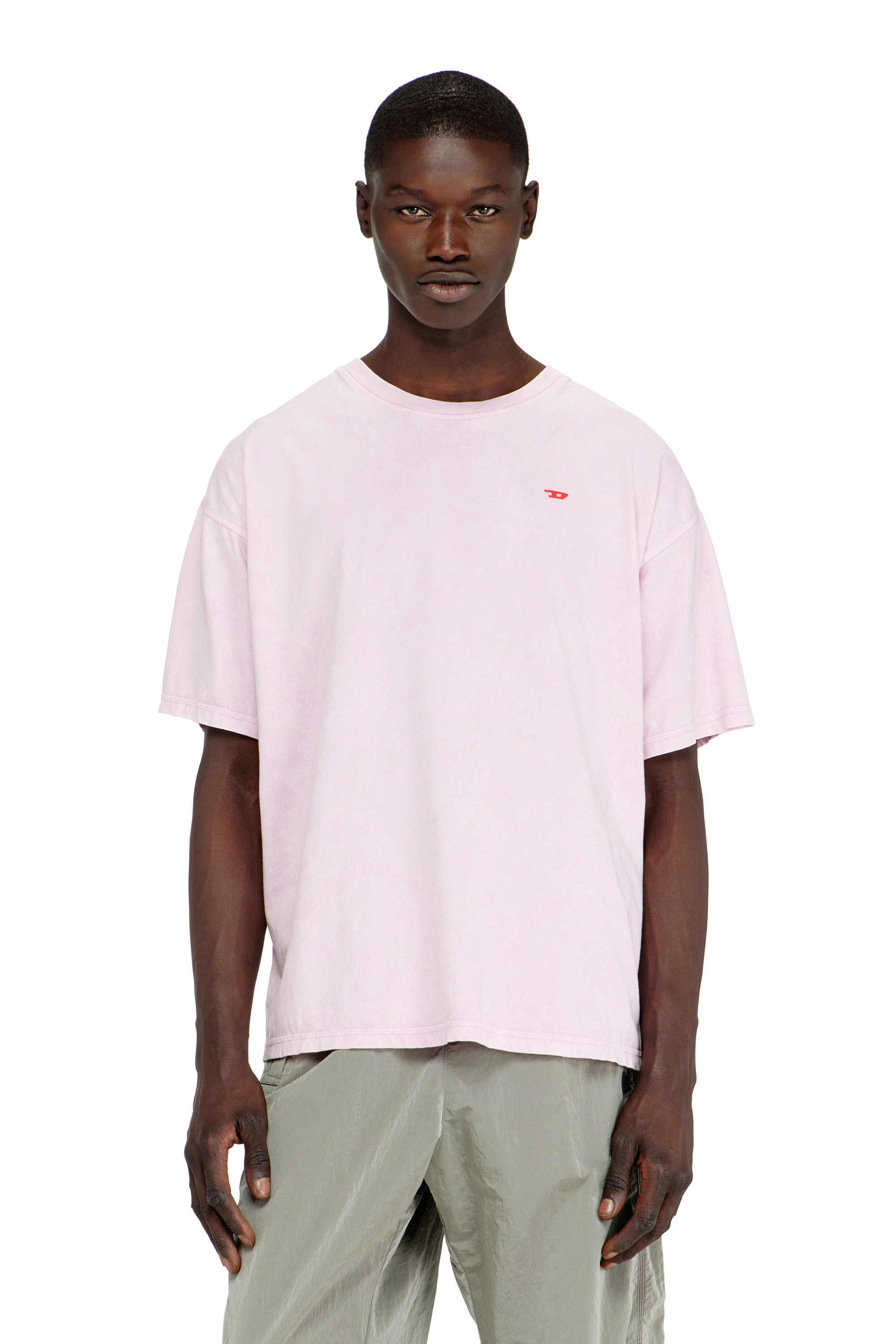 Men's Cotton T-shirt with treated effect | Pink | Diesel